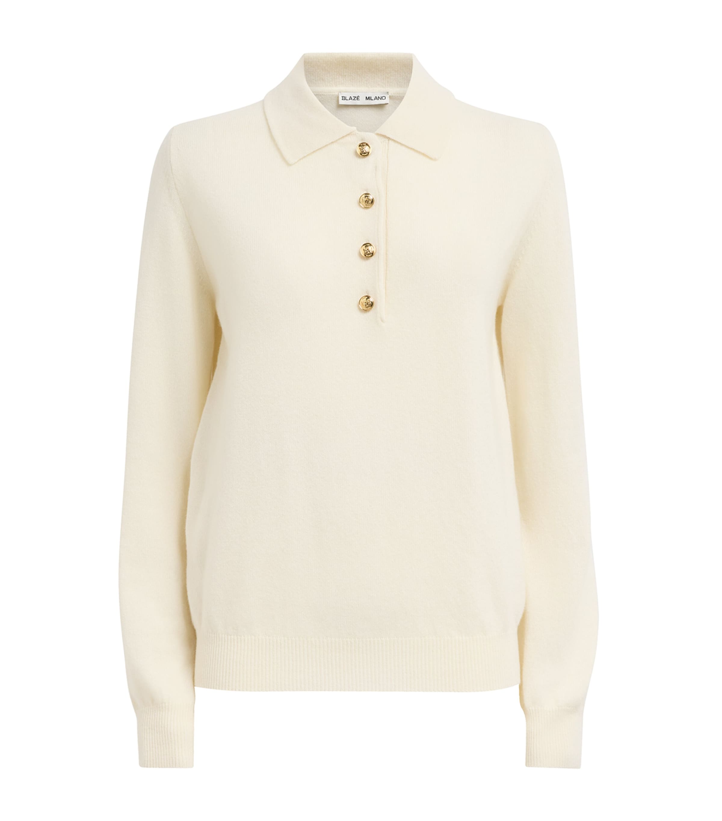 Blazé Milano Wool-cashmere Highland Polo Sweater In Ivory