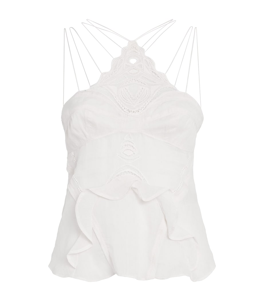 Isabel Marant Womens Ramie Ruffled Leana Top Ecru Image 1