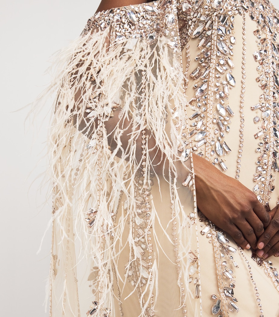 Tulle Embellished Cape Gown CHAMPAGNE Image 4