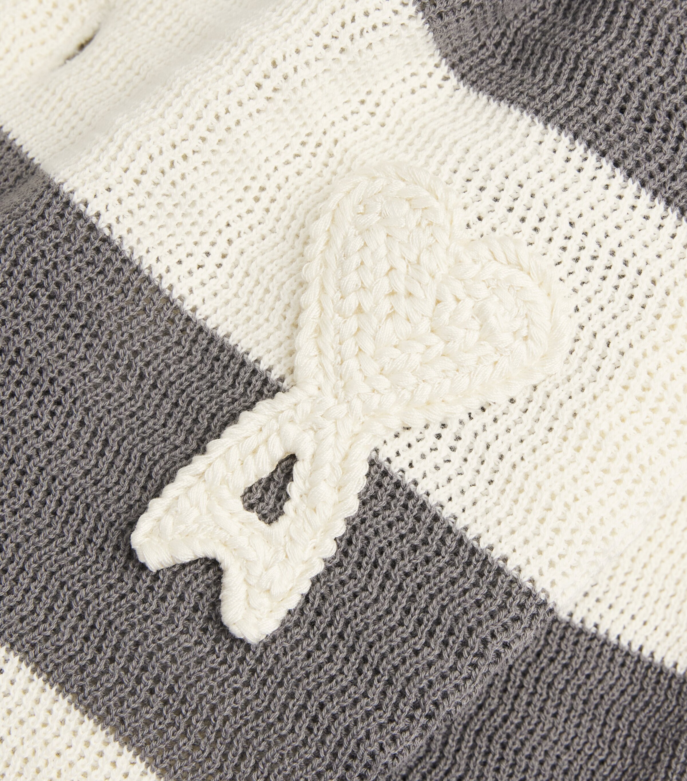 AMI Paris Mens Cotton Stripe Logo Cardigan Blanc/carbone Image 6