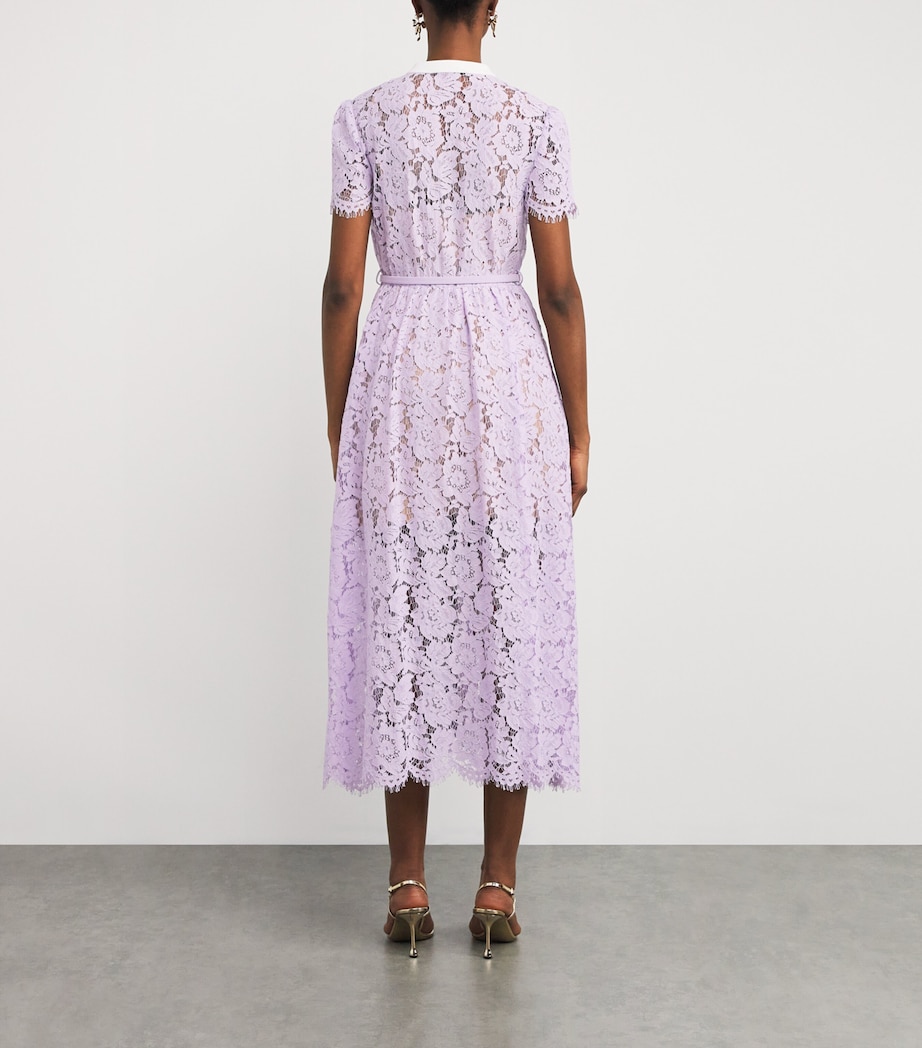 Lace Belted Midi Dress LILAC Image 3