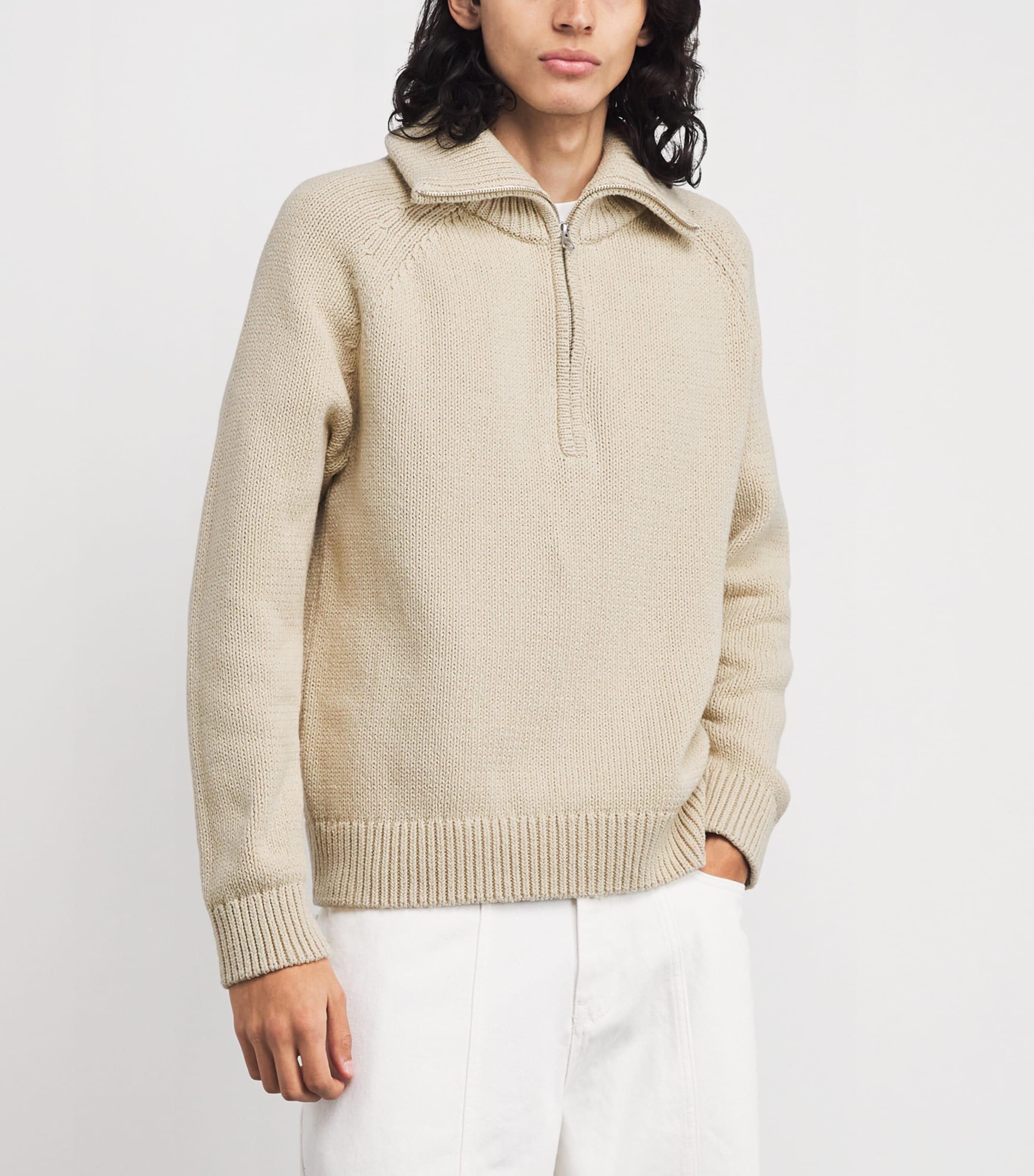 Cotton Half-Zip Sweater ECRU Image 3