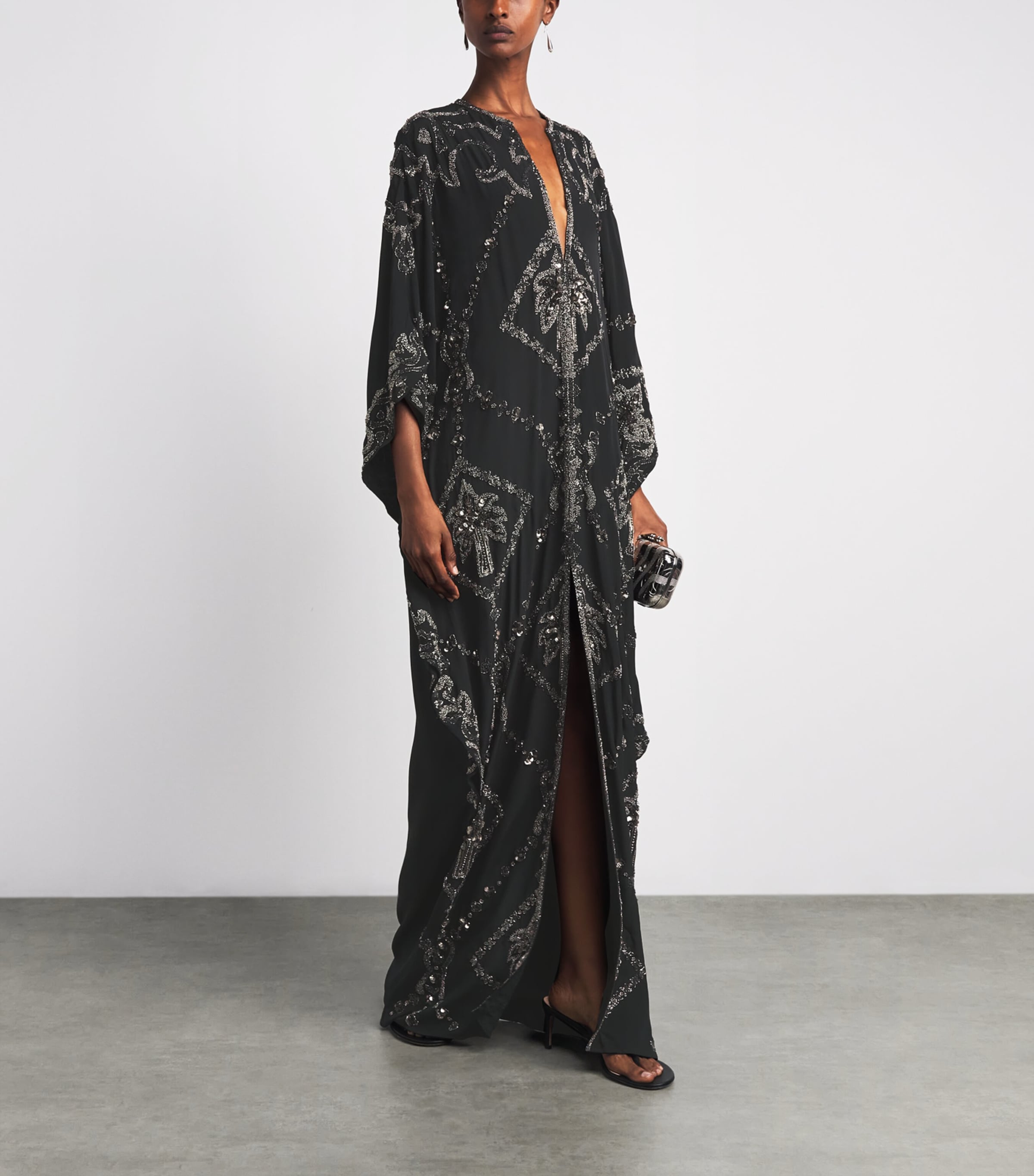 Johanna Ortiz Womens Silk Mystical Gaucho Cape Dress Black Image 2