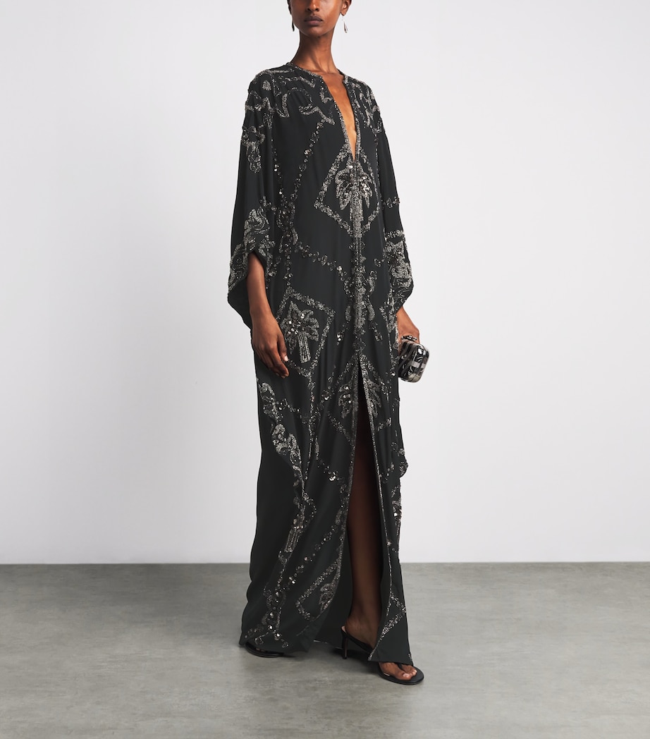 Johanna Ortiz Womens Silk Mystical Gaucho Cape Dress Black Image 2