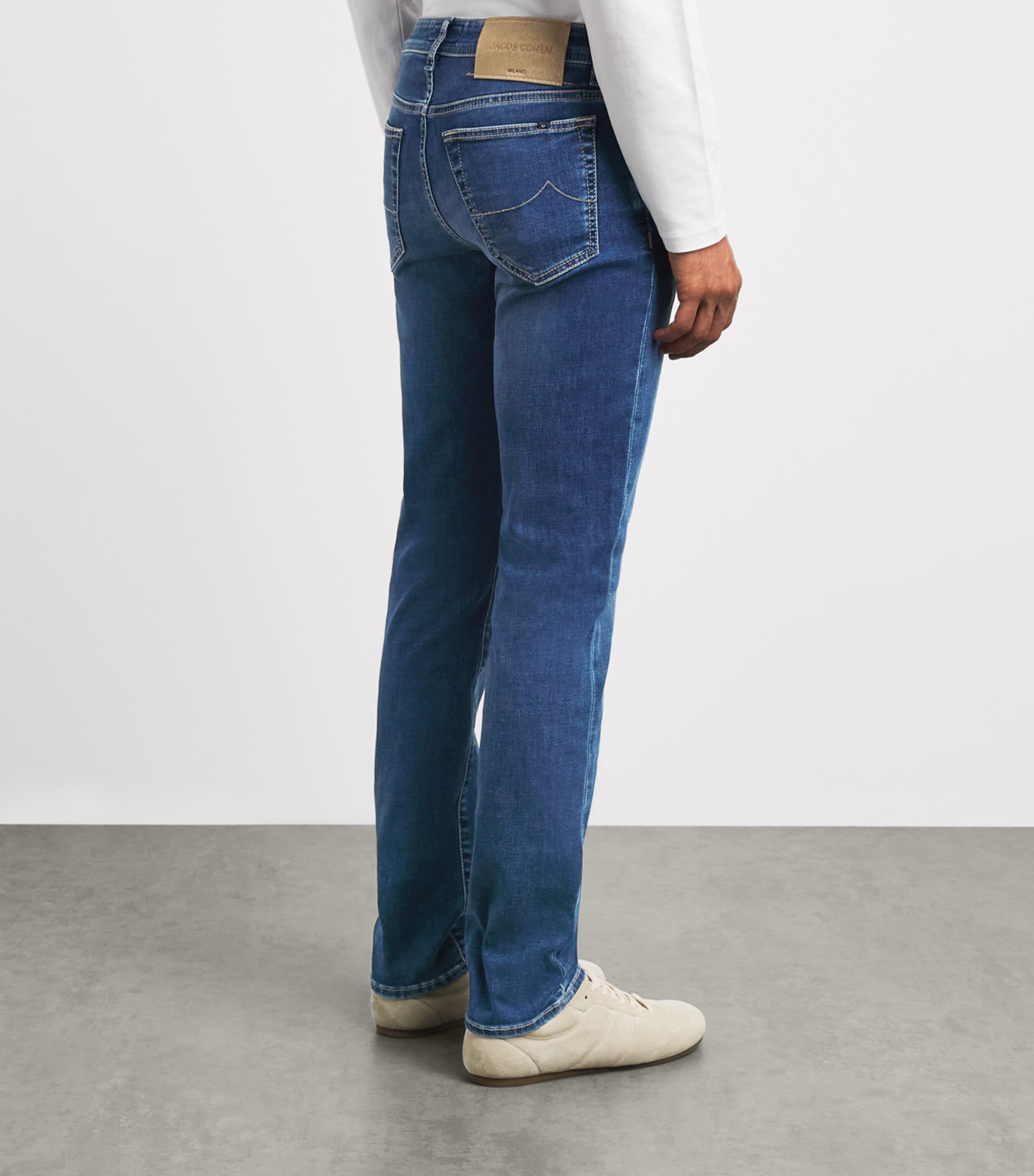 Jacob Cohën Mens Pony Hair-Patch Bard Tapered Jeans Light Blue Image 5