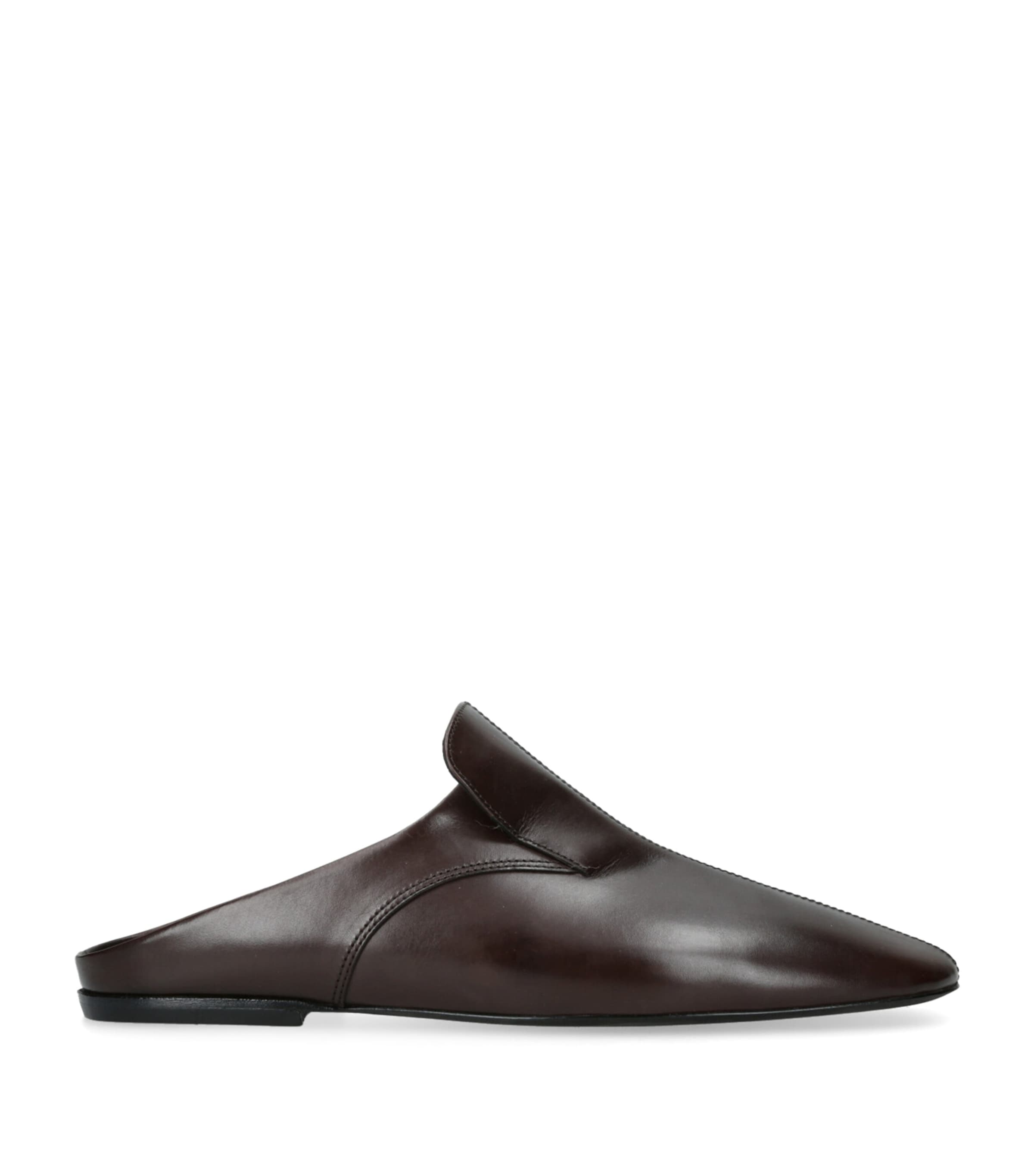DRIES VAN NOTEN Brown Leather Square-Toe Mules | Harrods UK