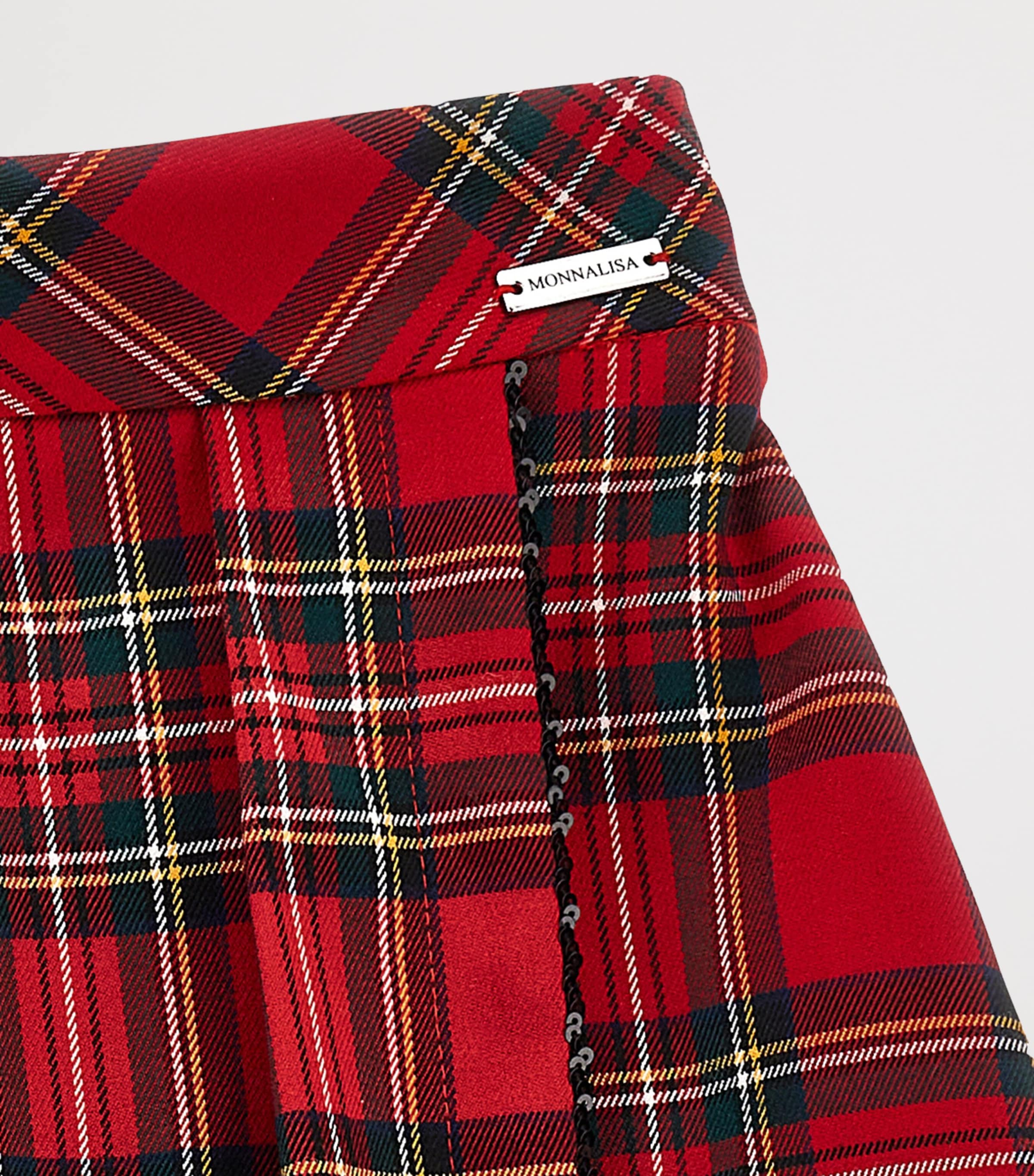 Tartan Pleated Skort (2-12 Years) ROSSO/VERDE Image 3