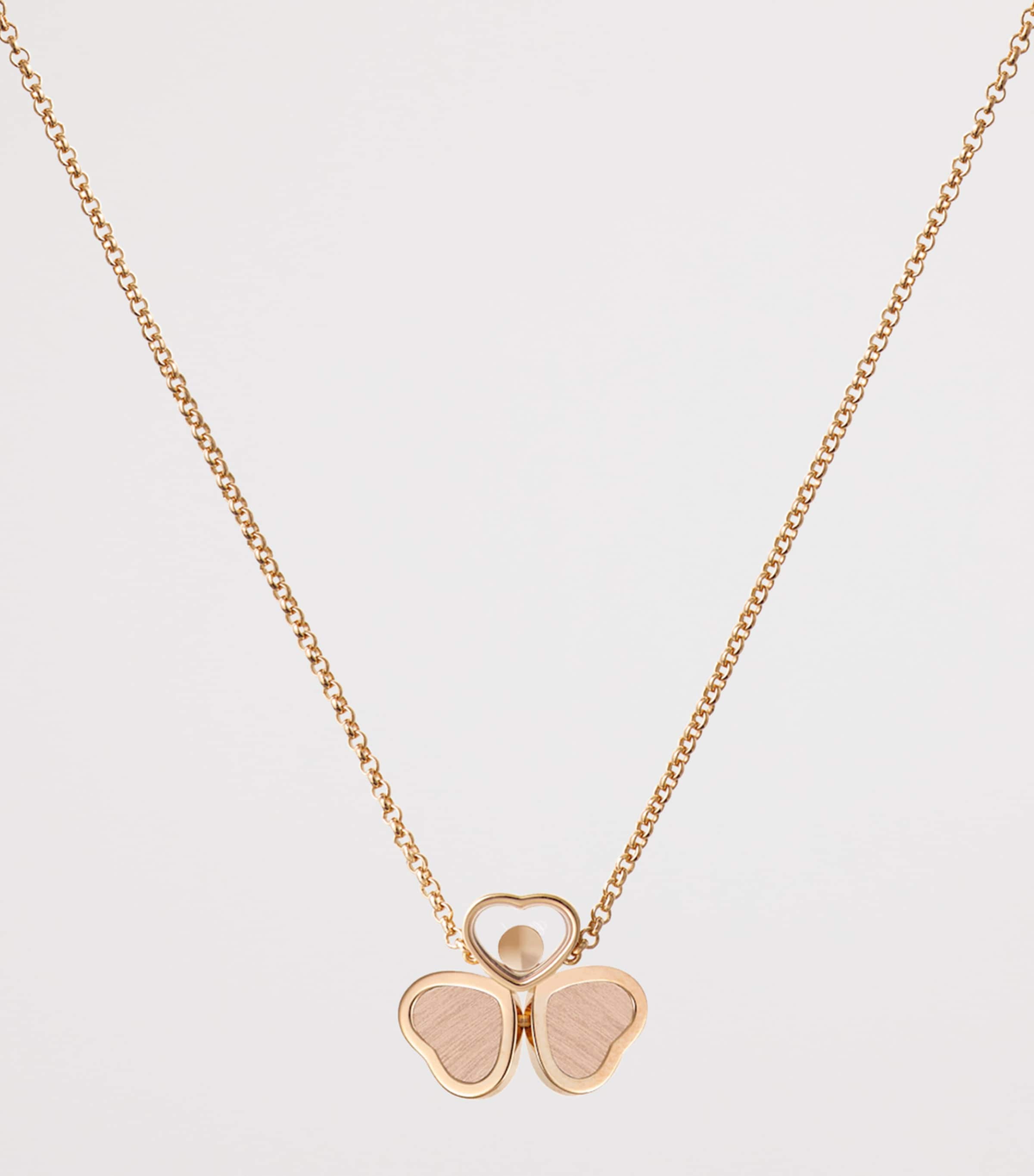 Rose Gold and Diamond Happy Hearts Wings Necklace 18K ROSE GOLD Image 3