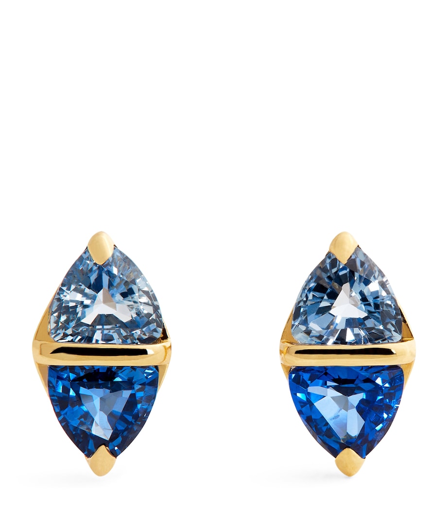 Yellow Gold and Sapphire Diamond Stud Earrings YELLOW GOLD Image 1