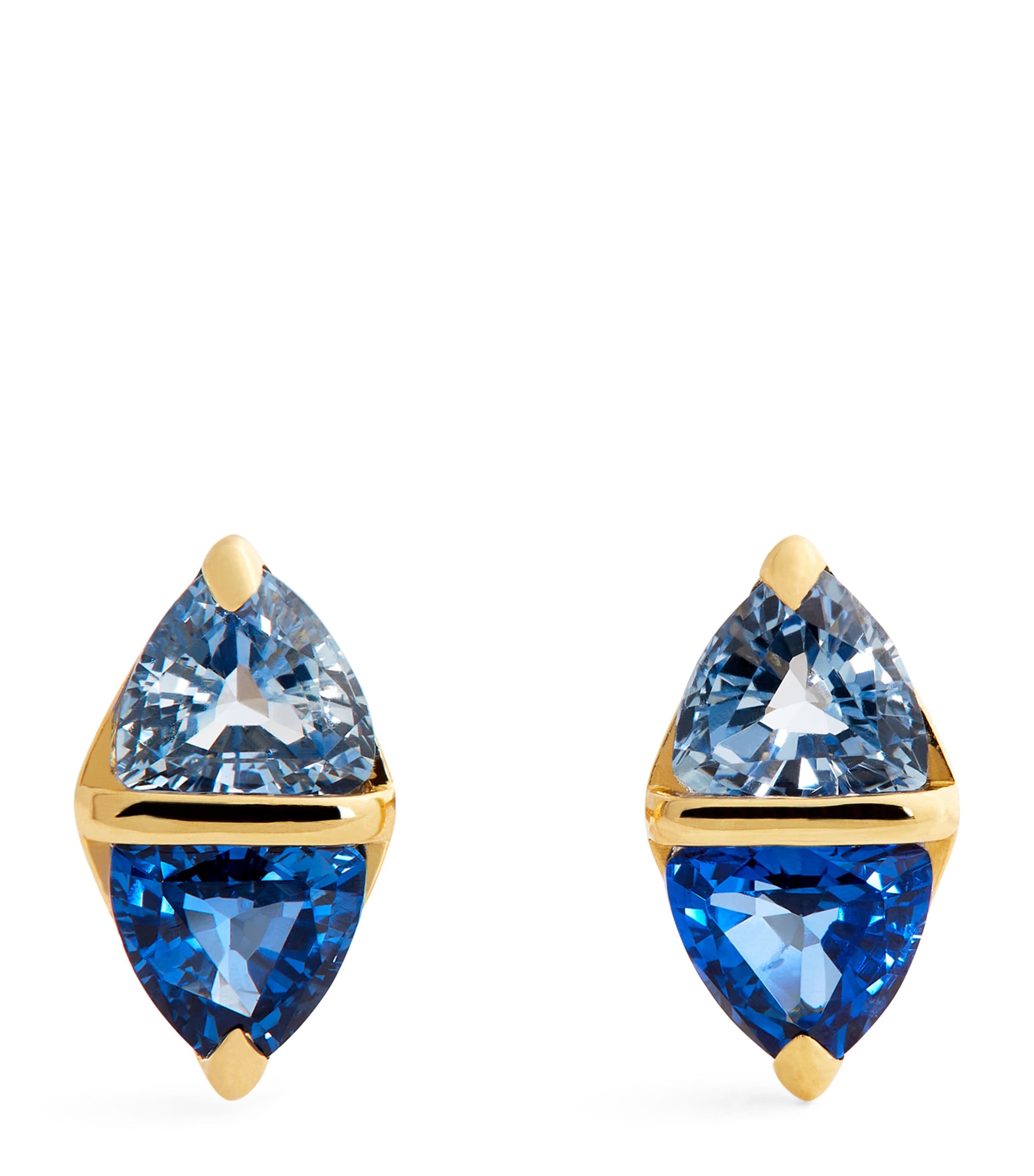 Emily P. Wheeler Yellow Gold and Sapphire Diamond Stud Earrings | Fine Jewellery | Fine Earrings | Stud Earrings | Designers | Emily P. Wheeler