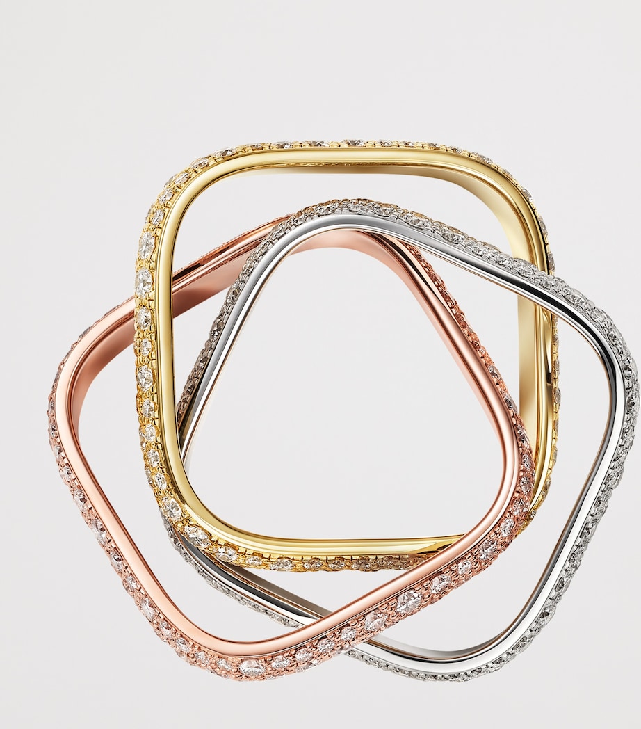 Mixed Gold and Diamond Classic Trinity Cushion Ring YLLW/ROSE/WHITE GOLD Image 3