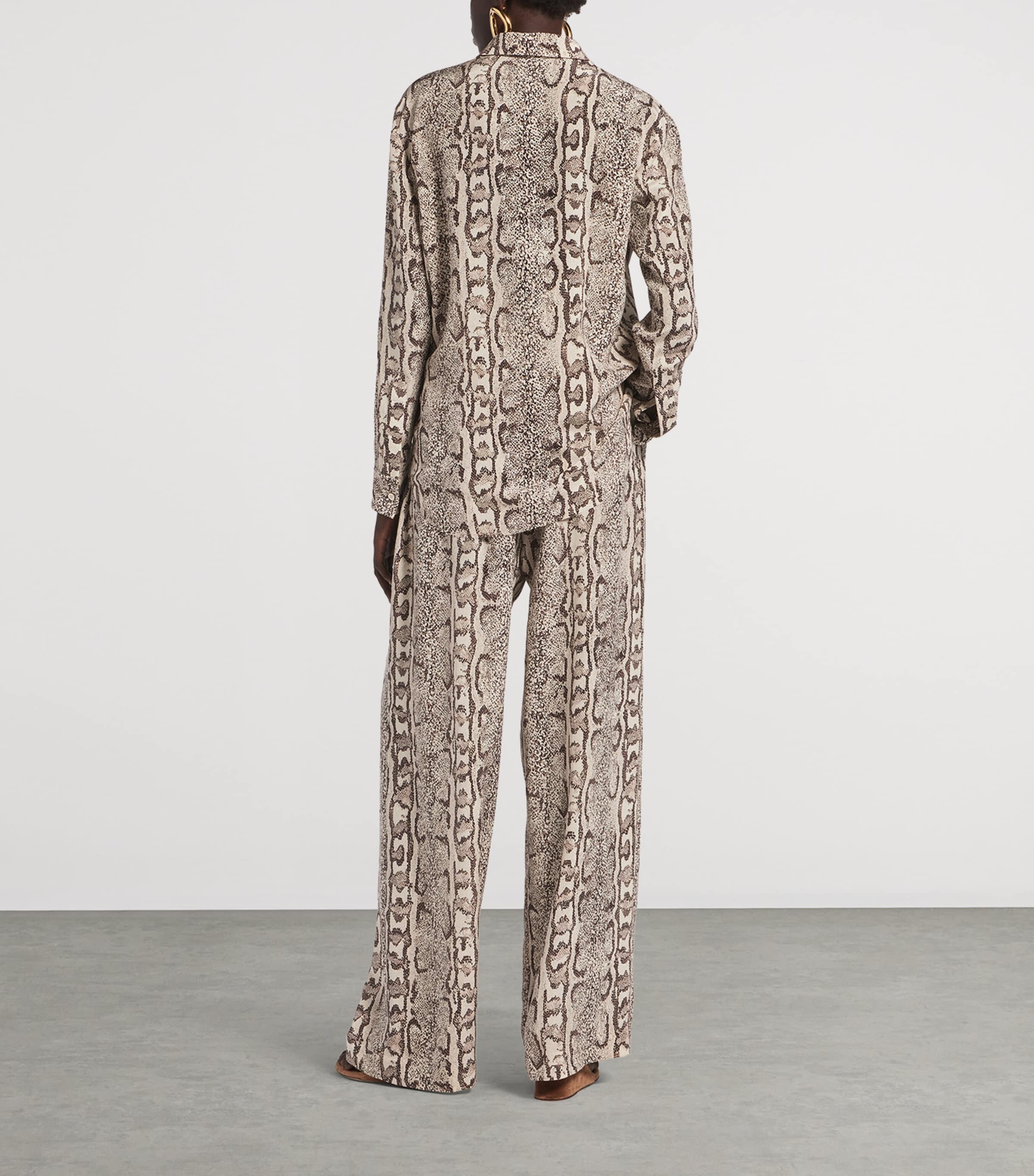 Balenciaga Womens Silk Python Print Wide-Leg Trousers Image 3