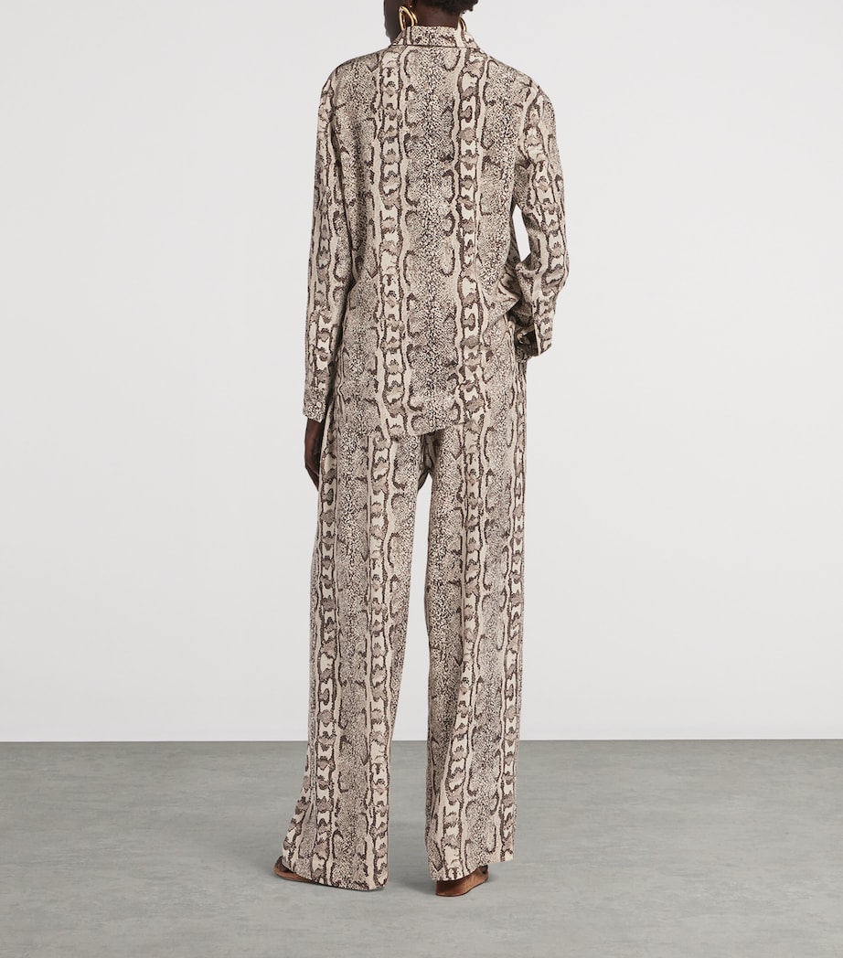 Balenciaga Womens Silk Python Print Wide-Leg Trousers Image 3