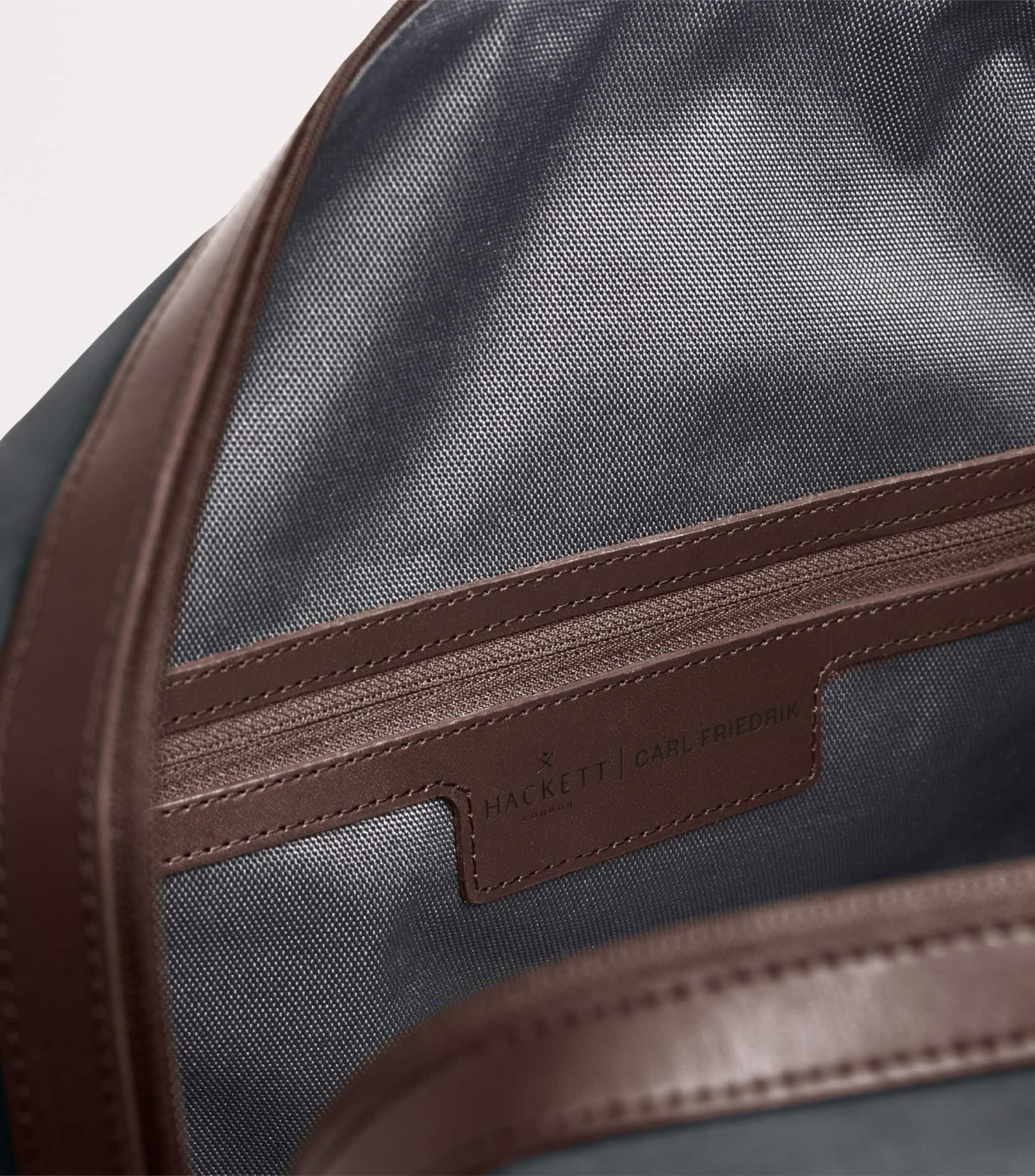 Carl Friedrik x Hackett Leather Holdall Navy/ Chocolate Image 5