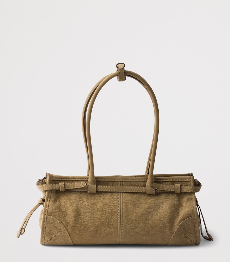 Prada Medium Nubuck Leather Bonnie Shoulder Bag Neutral Image 6