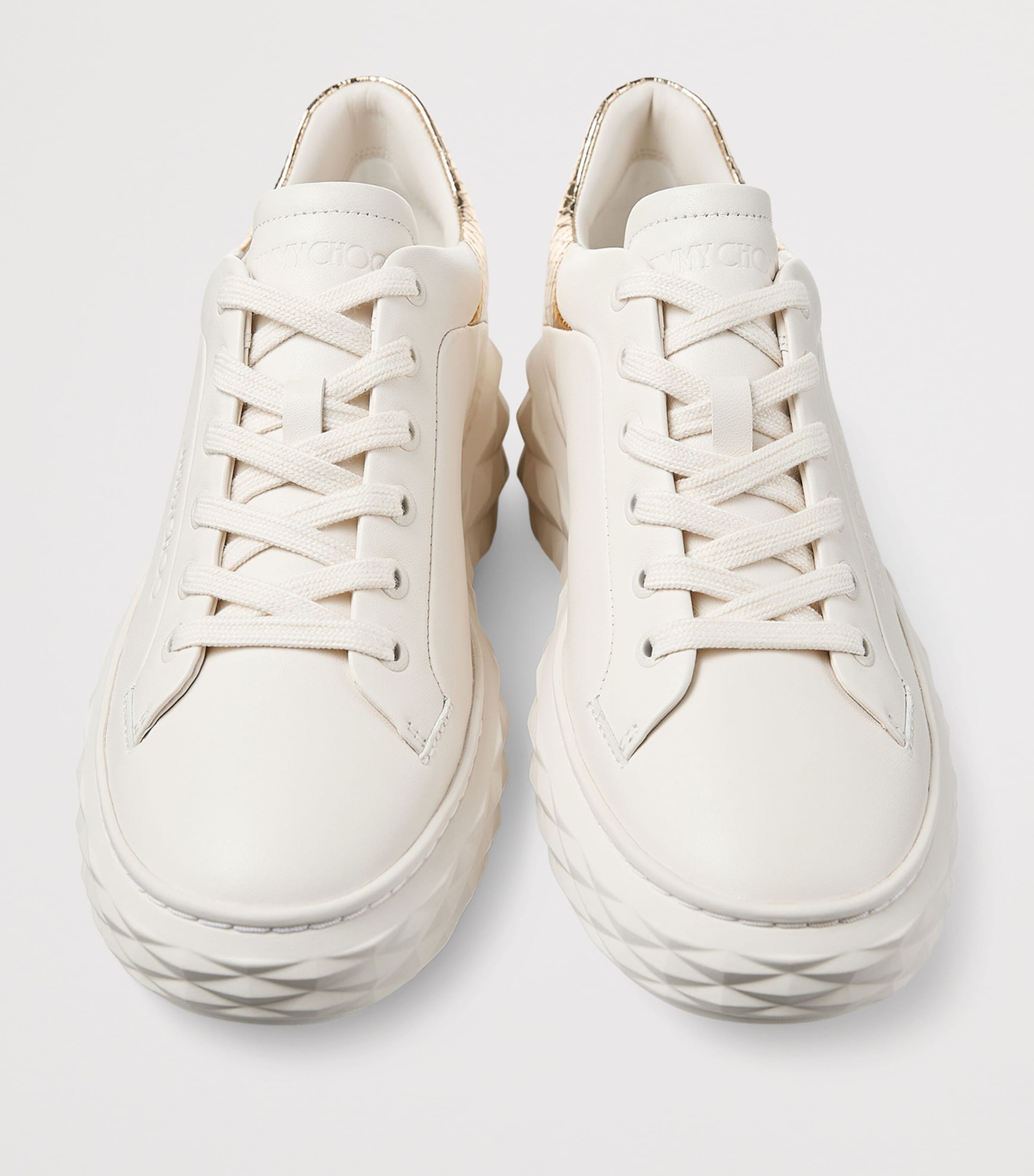 Diamond Maxi Leather Sneakers V LATTE/GOLD Image 3