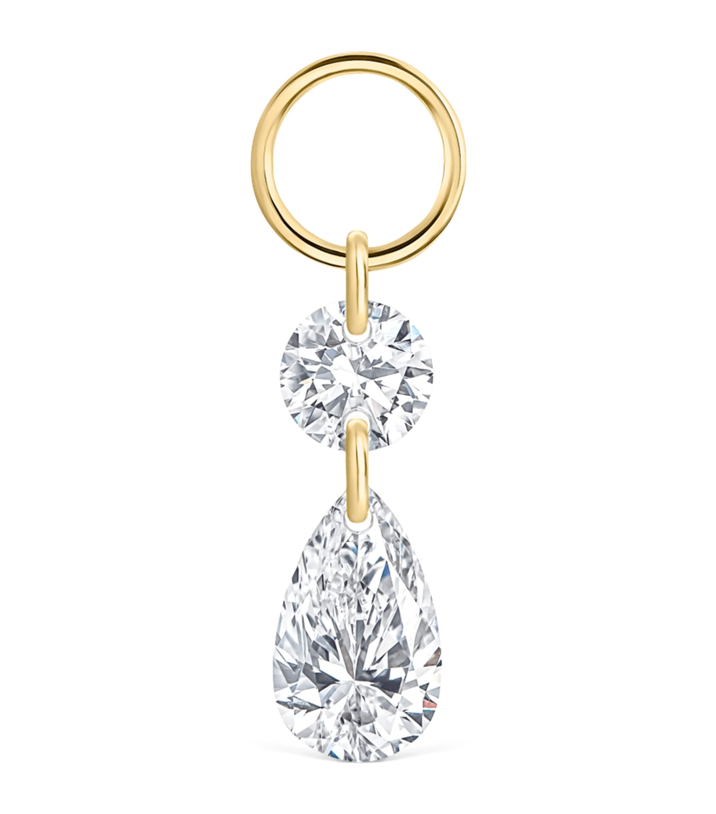 Maria Tash Petite Floating Double Diamond Single Earring In Gold