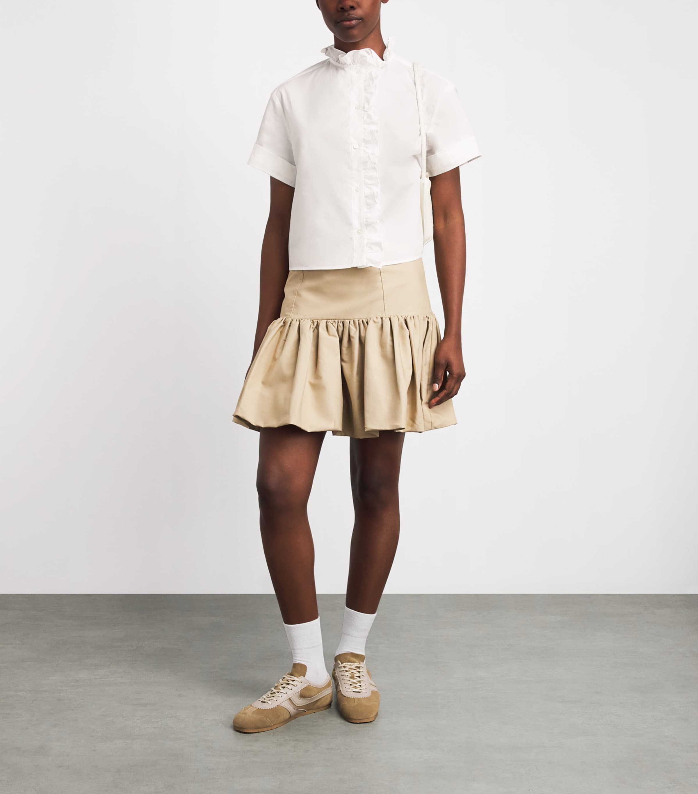 Claudie Pierlot Womens Cotton Poplin Ruffle Blouse White Image 2