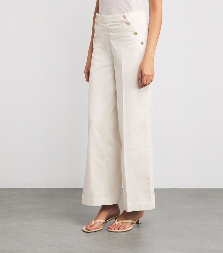 Corduroy Button-Detail Trousers ECRU Image 3