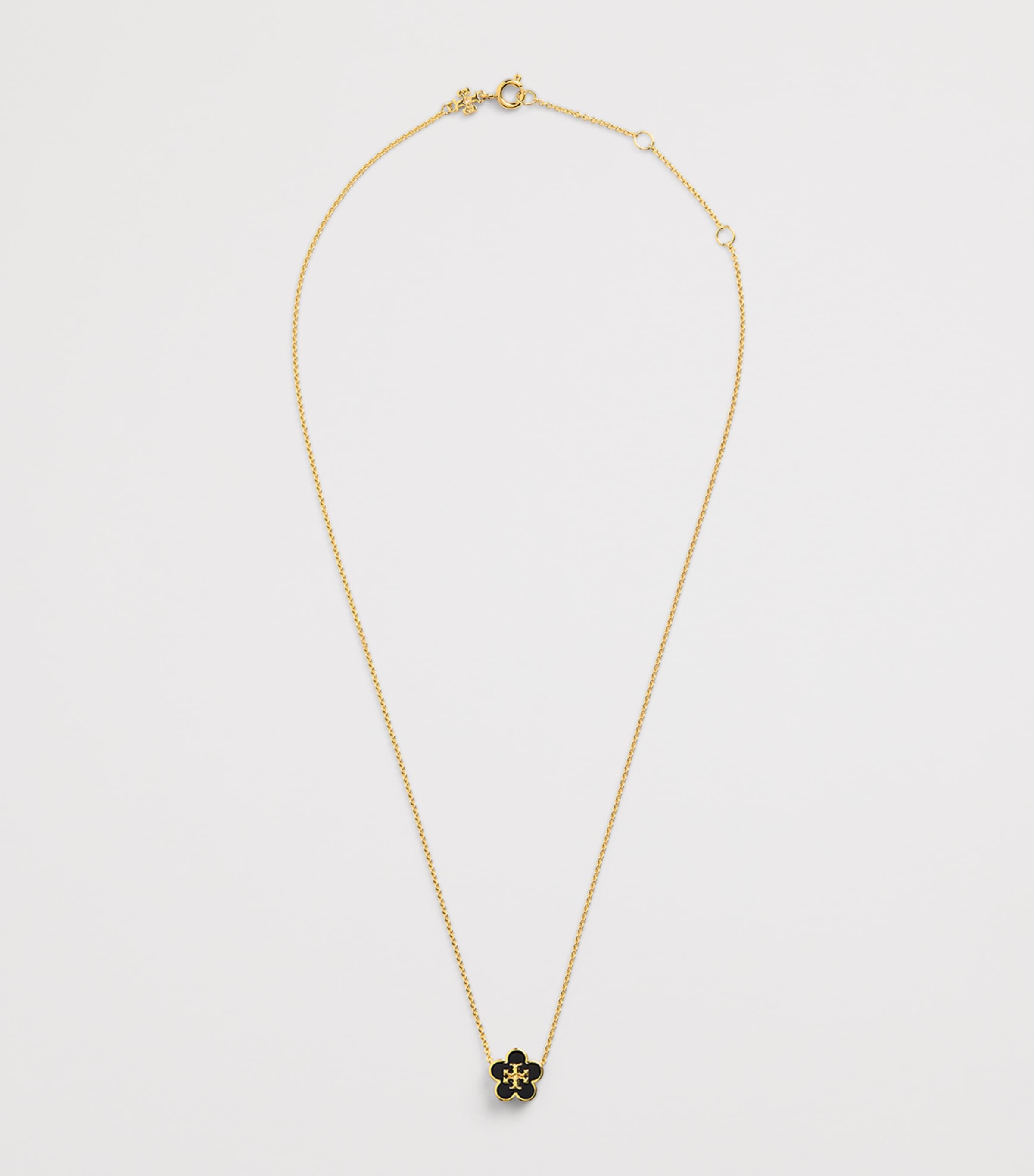Tory Burch Enamel Kira Flower Necklace Tory Gold / Blck Image 3