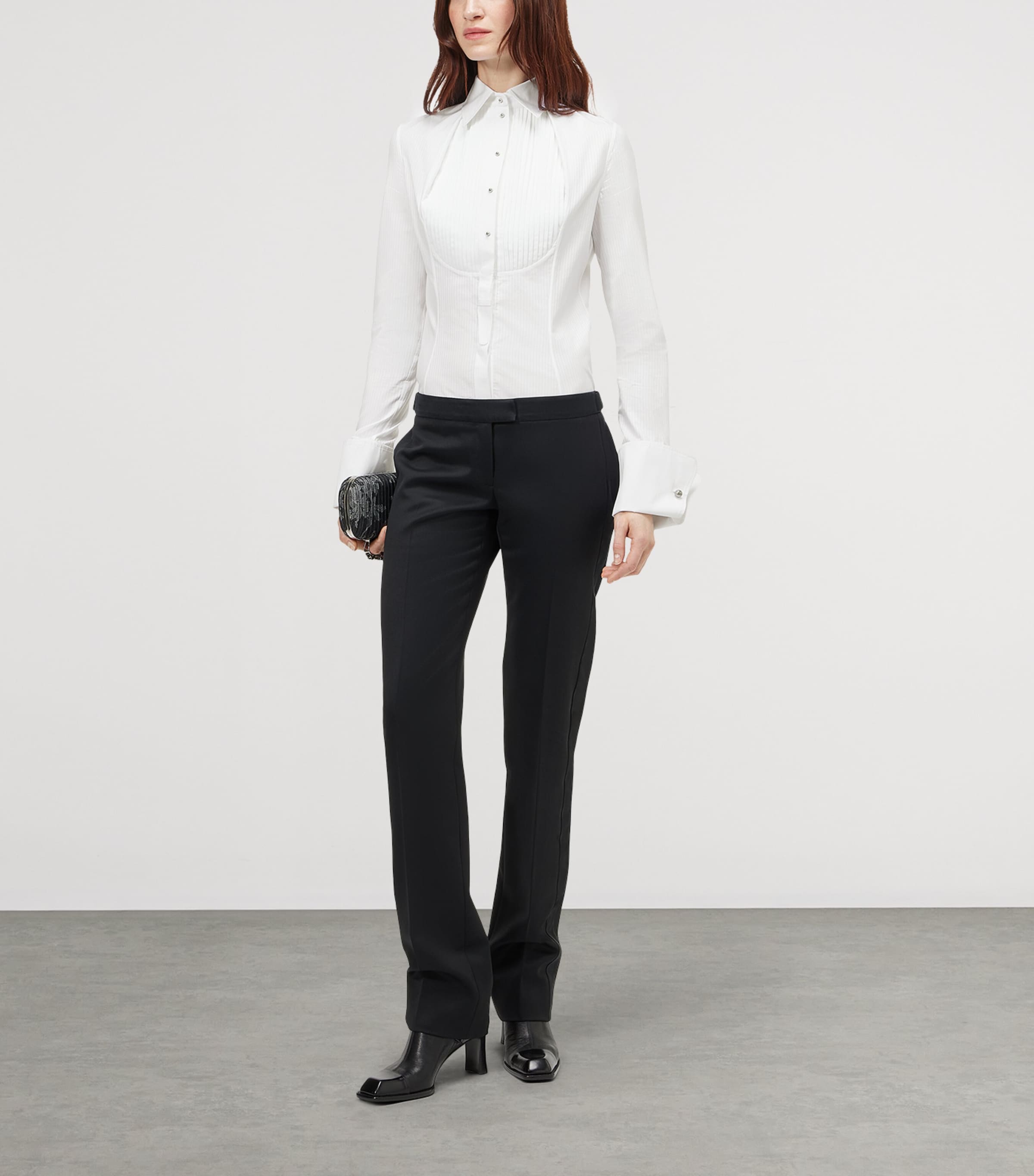 McQueen Womens Cotton Stripe Tuxedo Shirt Image 2