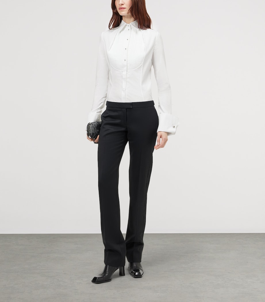 McQueen Womens Cotton Stripe Tuxedo Shirt Image 2