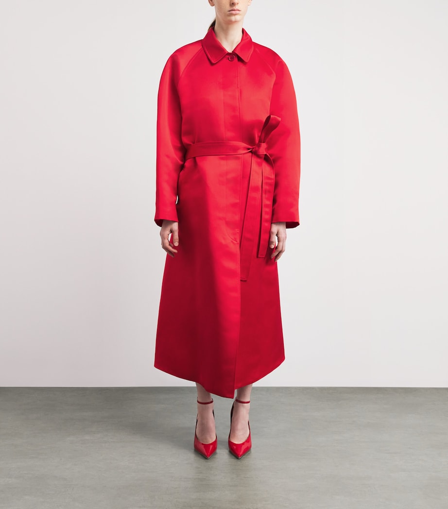 Duchesse Satin Koharu Car Coat BRIGHT RED Image 3