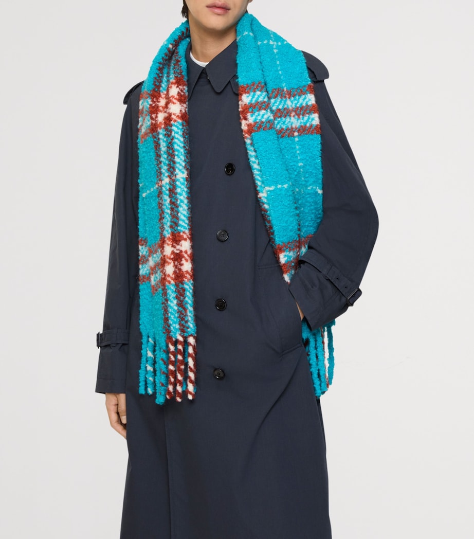 Alpaca-Wool Check Scarf ATOM BLUE Image 2