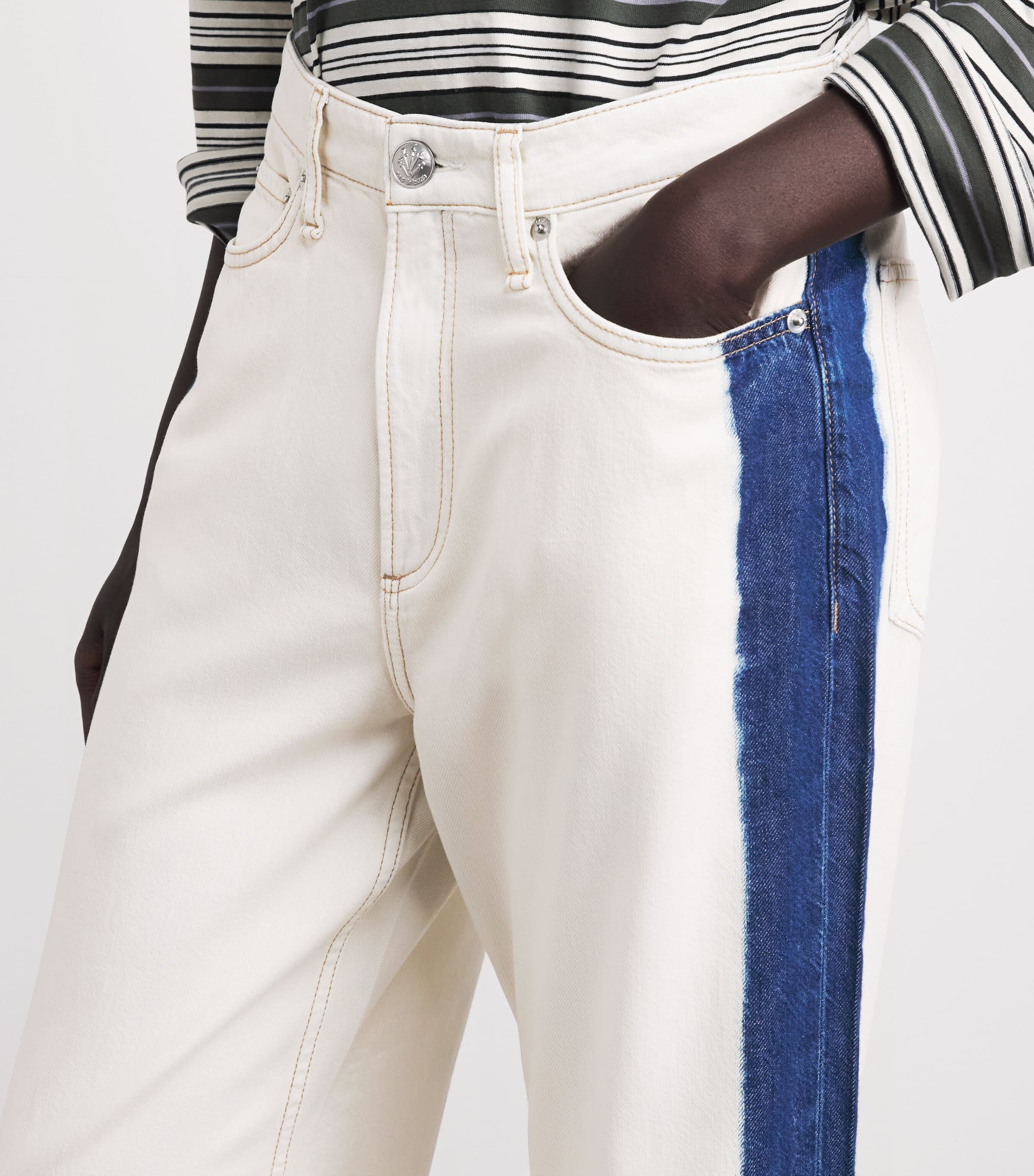 Rag & Bone Womens Featherweight Logan Mid-Rise Wide-Leg Jeans Dkbleach Image 3