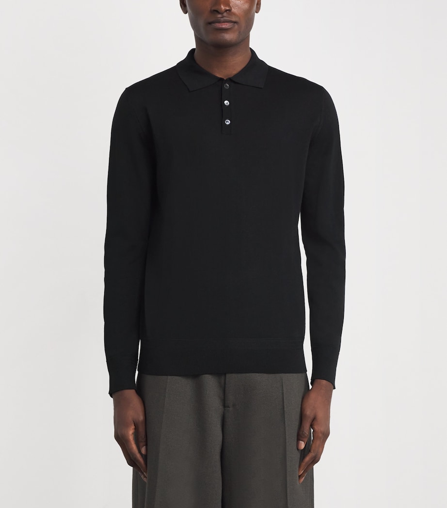 Merino Knit Polo Shirt 590 NERO Image 3