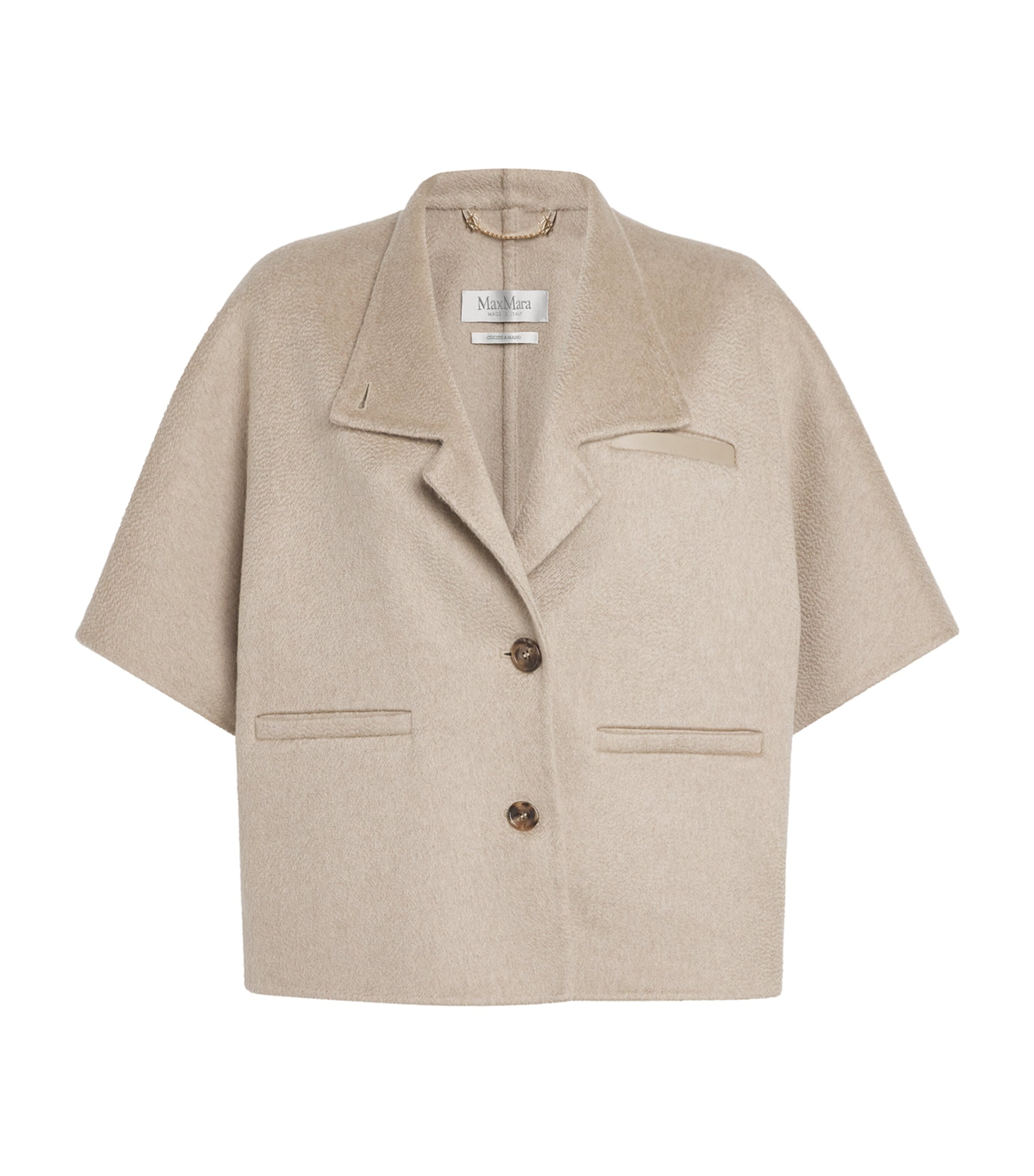 Max Mara Cashmere Cropped Cape In Nude