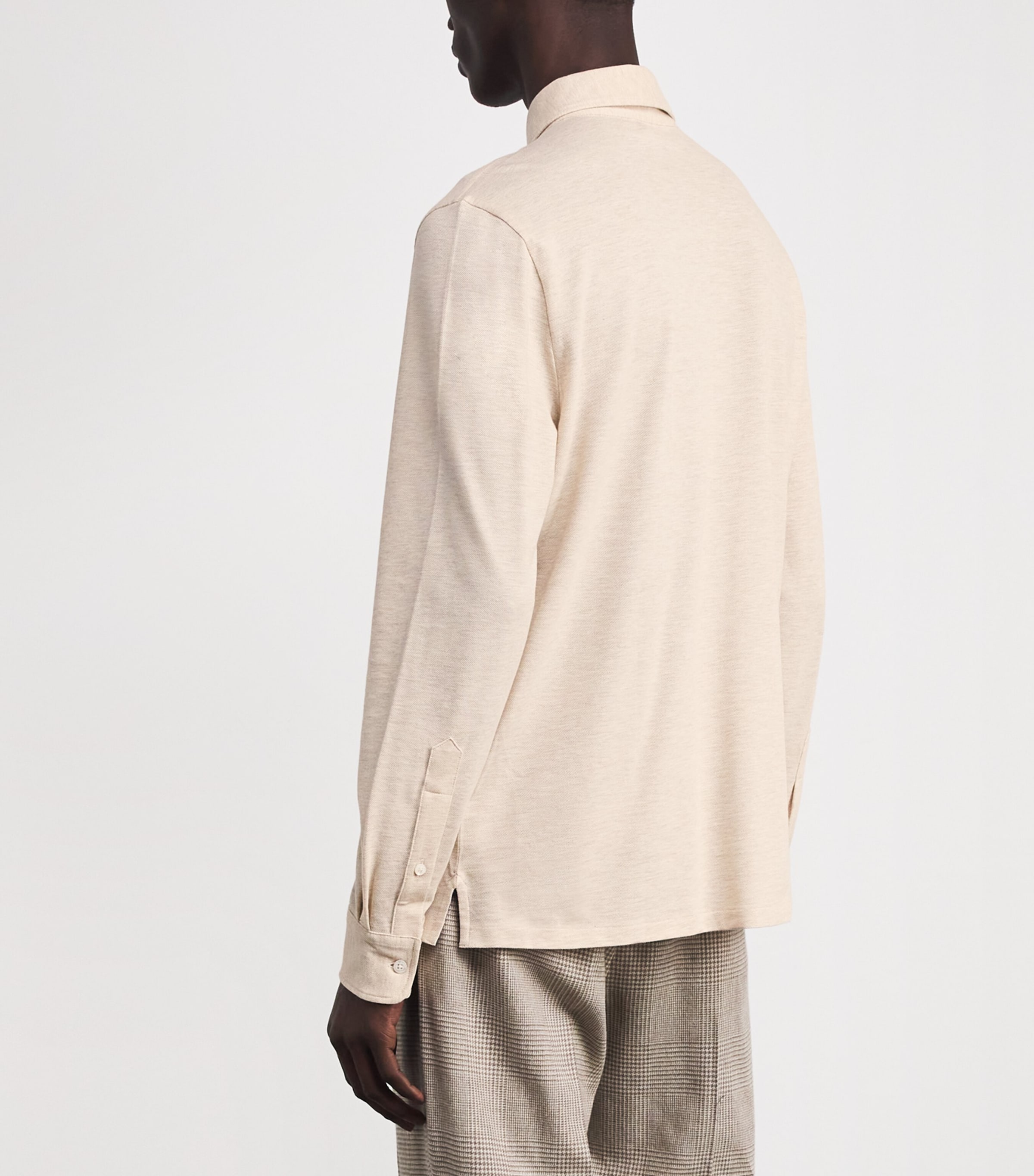 Wool Long-Sleeve Polo Shirt CHAMPAGNE Image 4