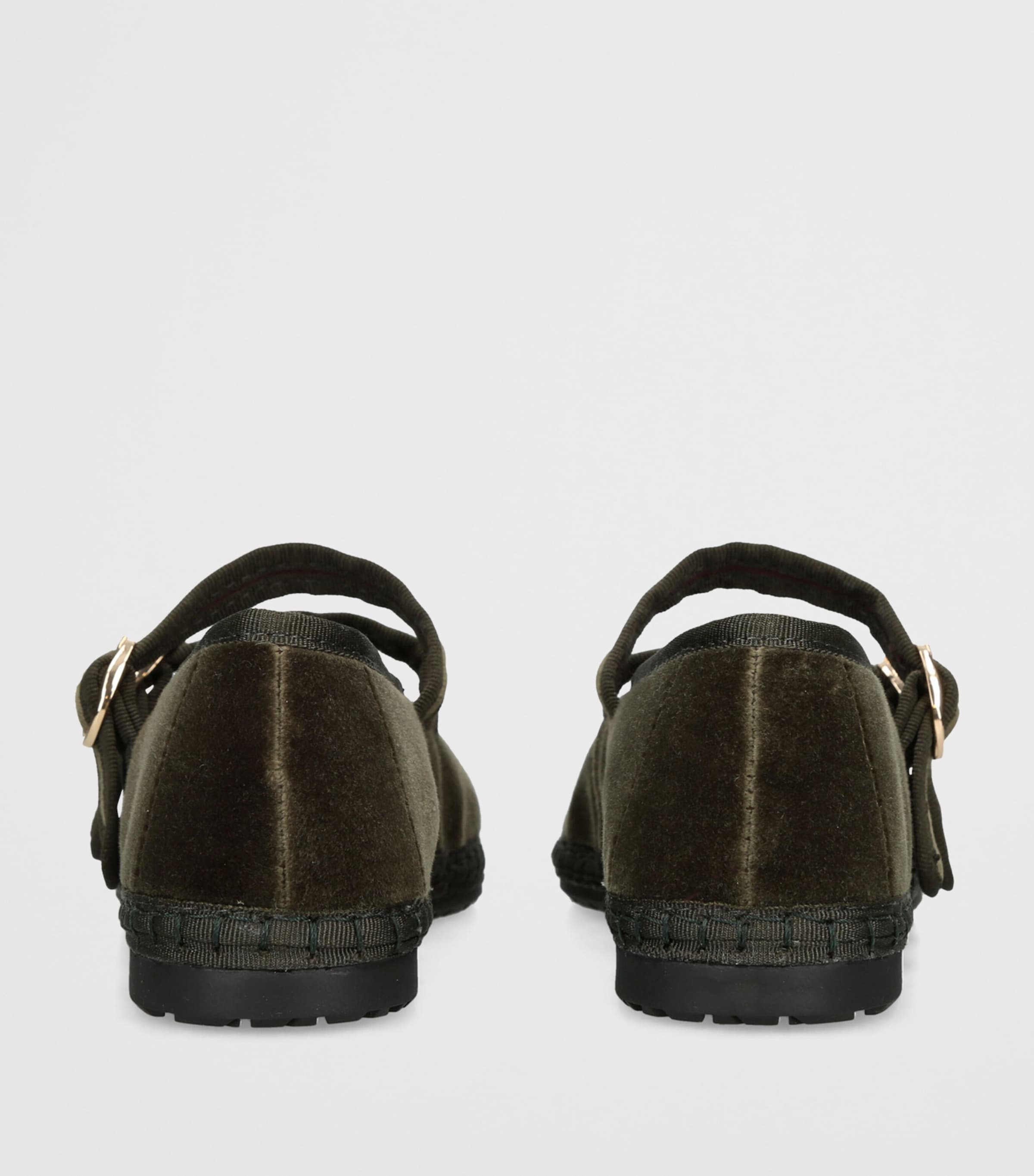 Flabelus Velvet Claire Mary Jane Flats Dark Green Image 4