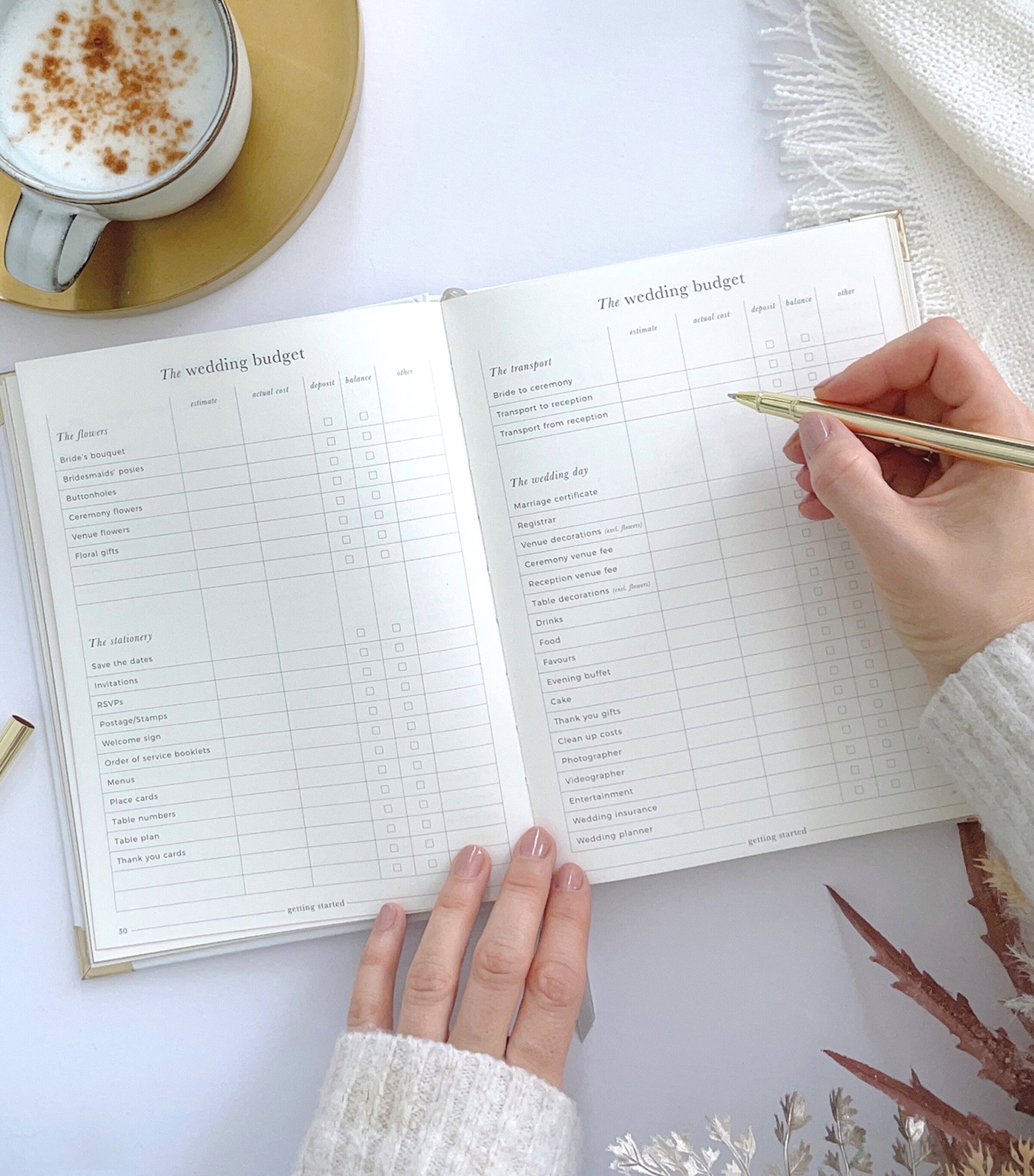 Blush and Gold Luxury Wedding Planner White, Green, Gold Image 11