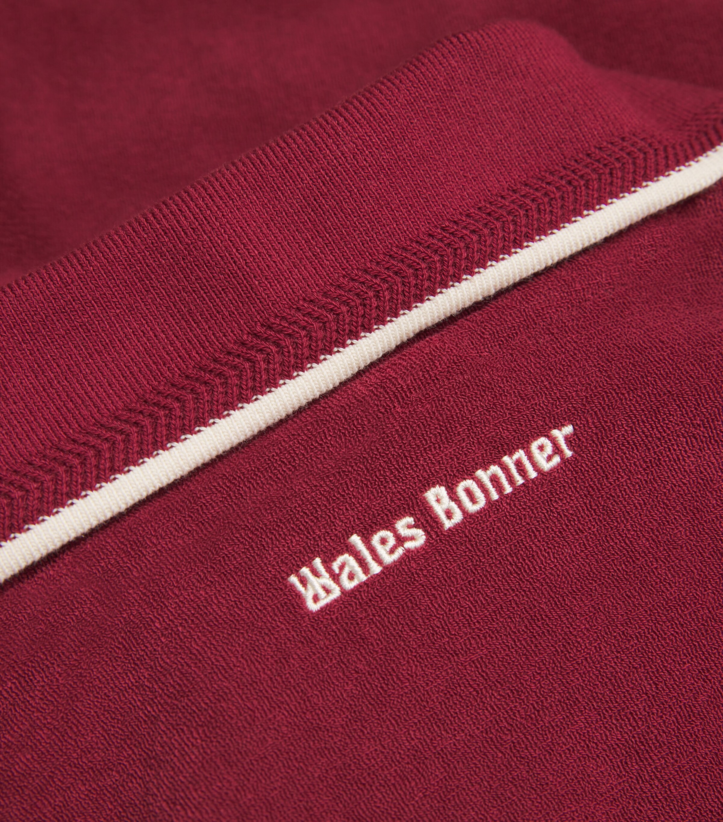 adidas Mens x Wales Bonner Cotton-Blend Collared T-Shirt Collegiate Burgundy Image 5