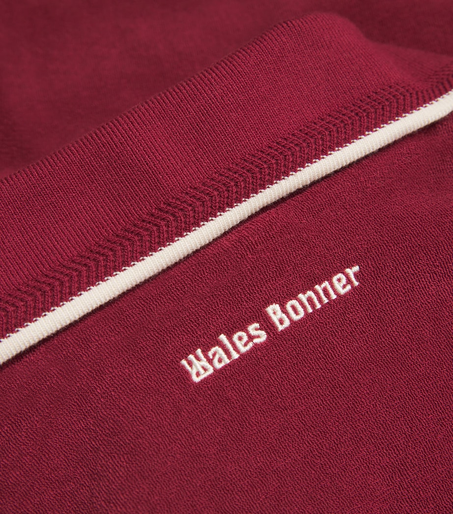 x Wales Bonner Cotton-Blend Collared T-Shirt COLLEGIATE BURGUNDY Image 5