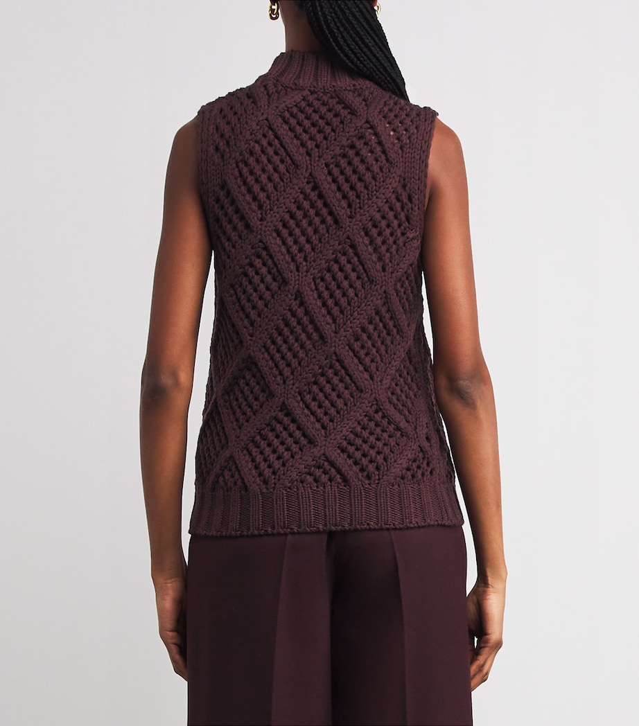Wool Openwork-Cable Knit Sweater Vest MOSTO Image 4