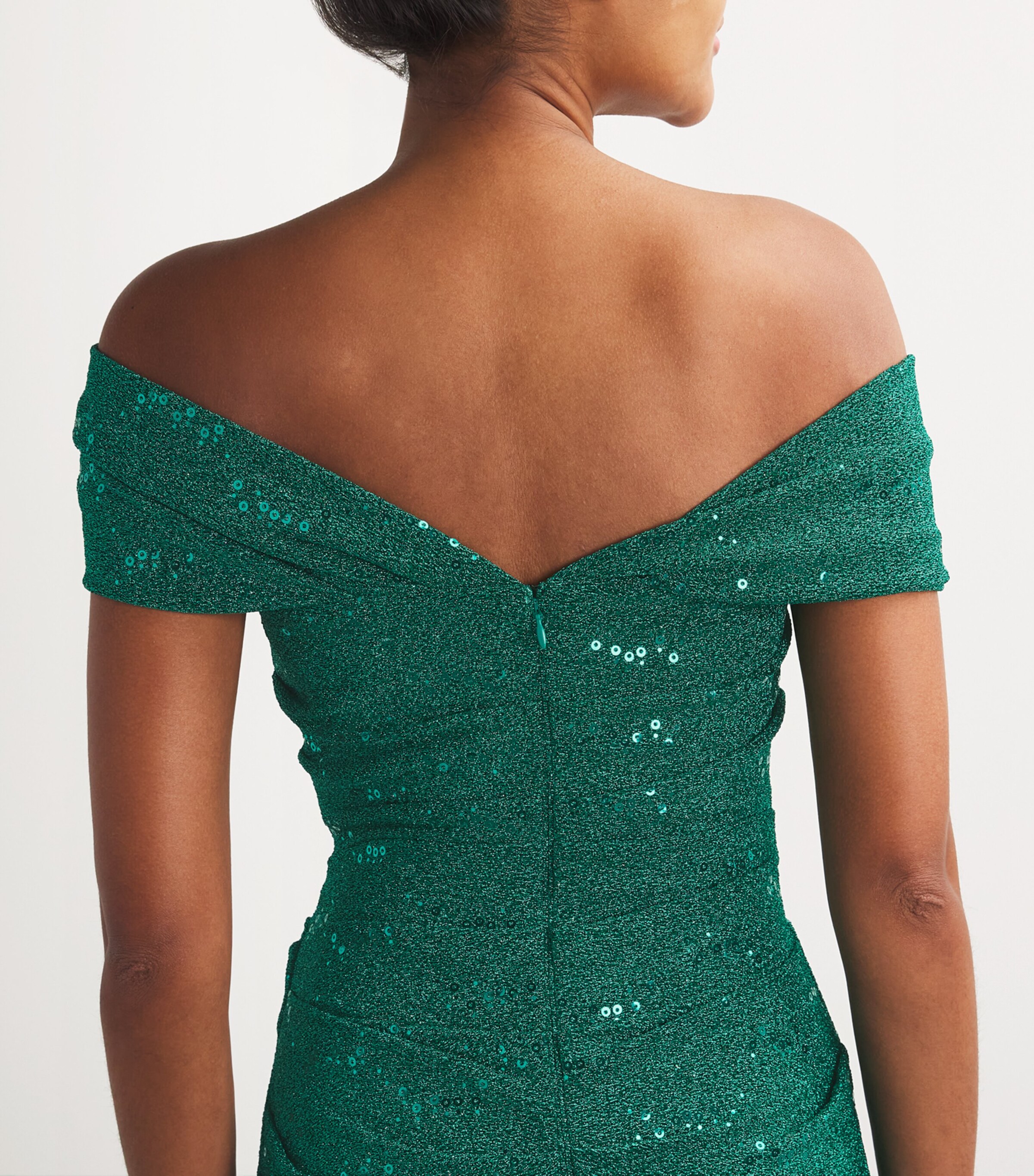 Talbot Runhof Womens Ruched Off-The-Shoulder Gown Billiard Image 4