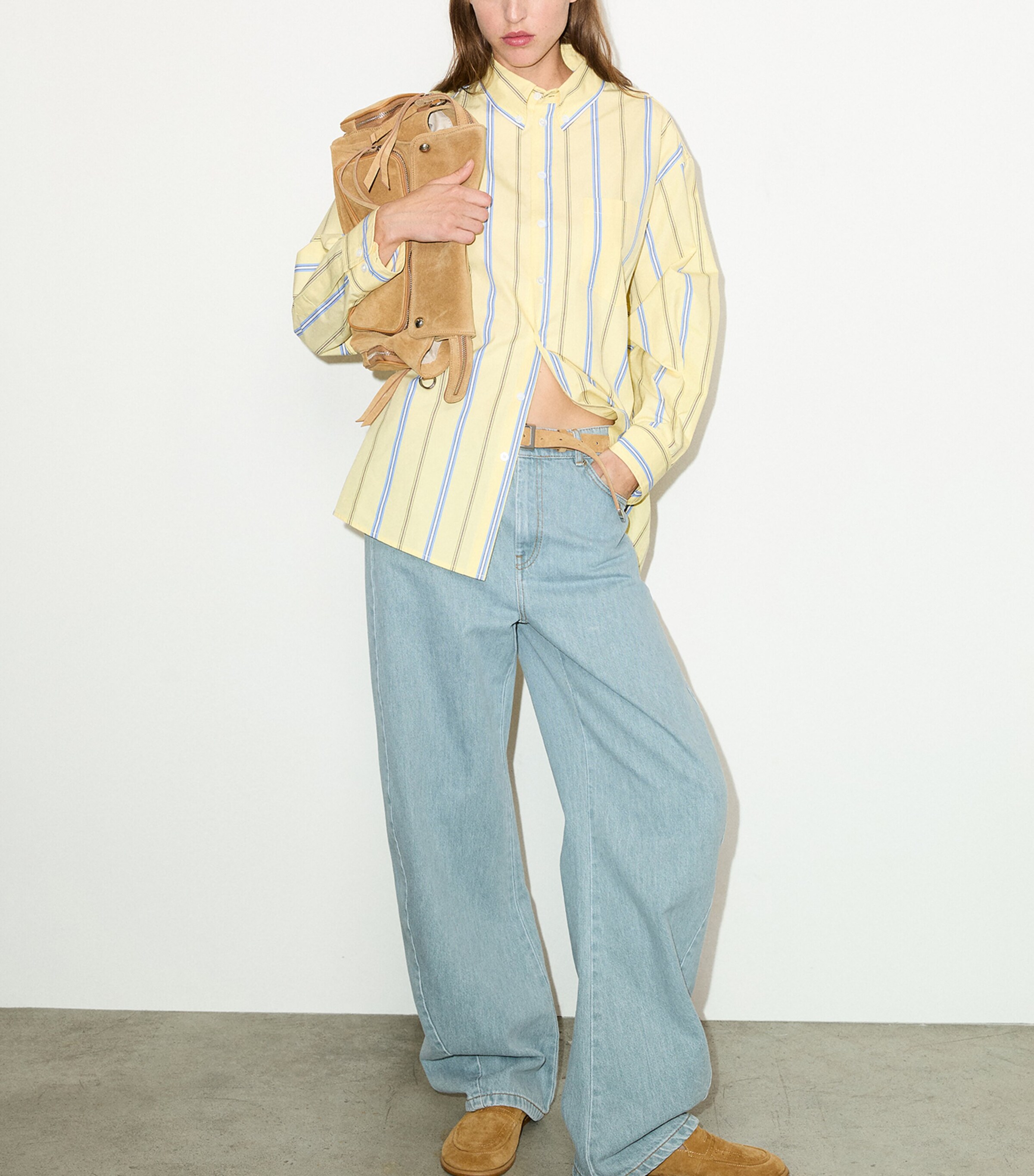 MAX&Co. Womens Stripe Plot Twist Shirt Yellow Image 2