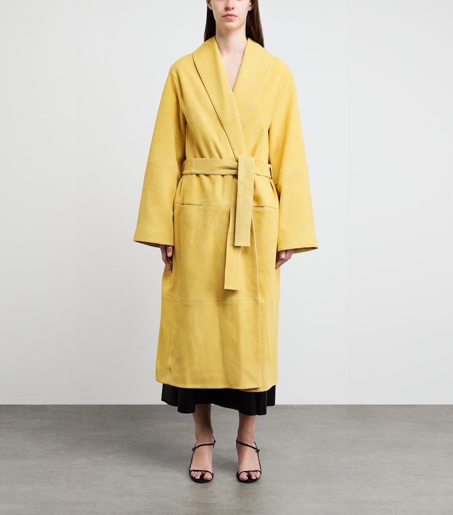 Simkhai Womens Suede Enola Trench Coat Buttercream Image 6