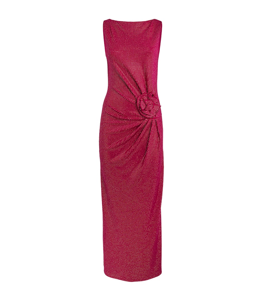 Roland Mouret Womens Diamanté Floral Appliqué Maxi Dress Pink Image 1