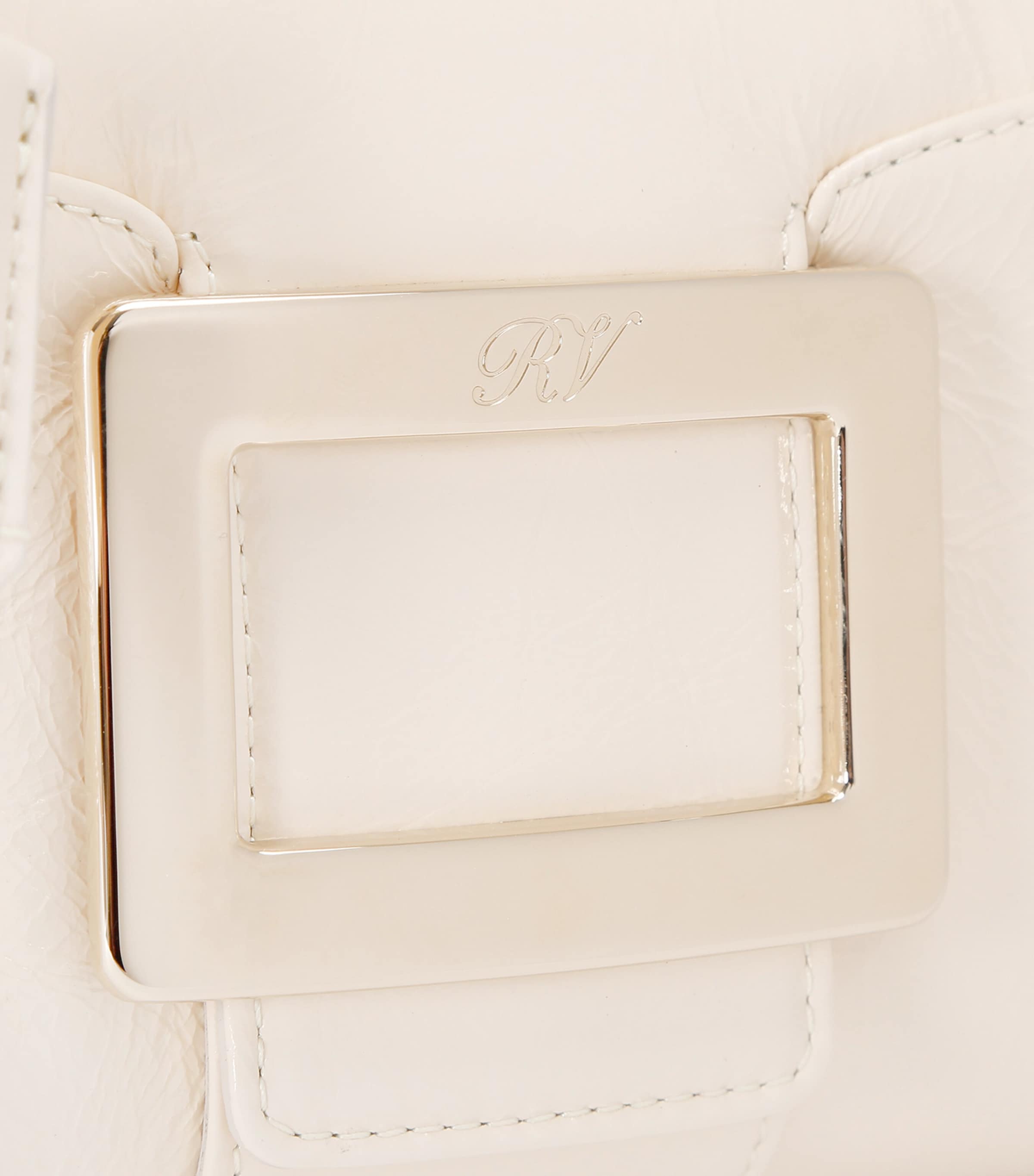 Roger Vivier Patent Leather Belle Vivier Top-Handle Bag Bone Image 3