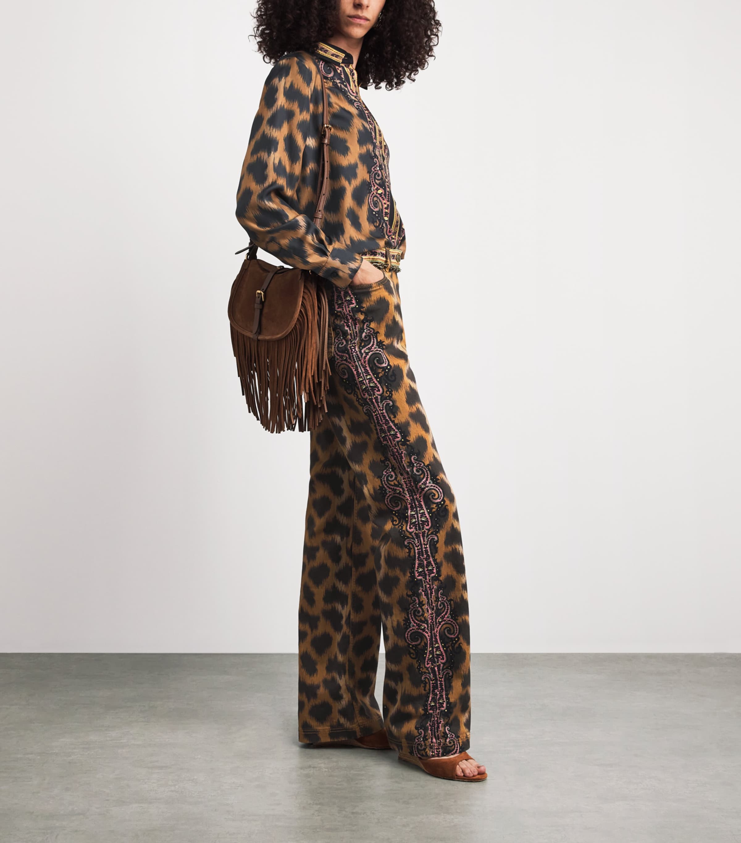 Etro Womens Printed Wide-Leg Jeans Image 2