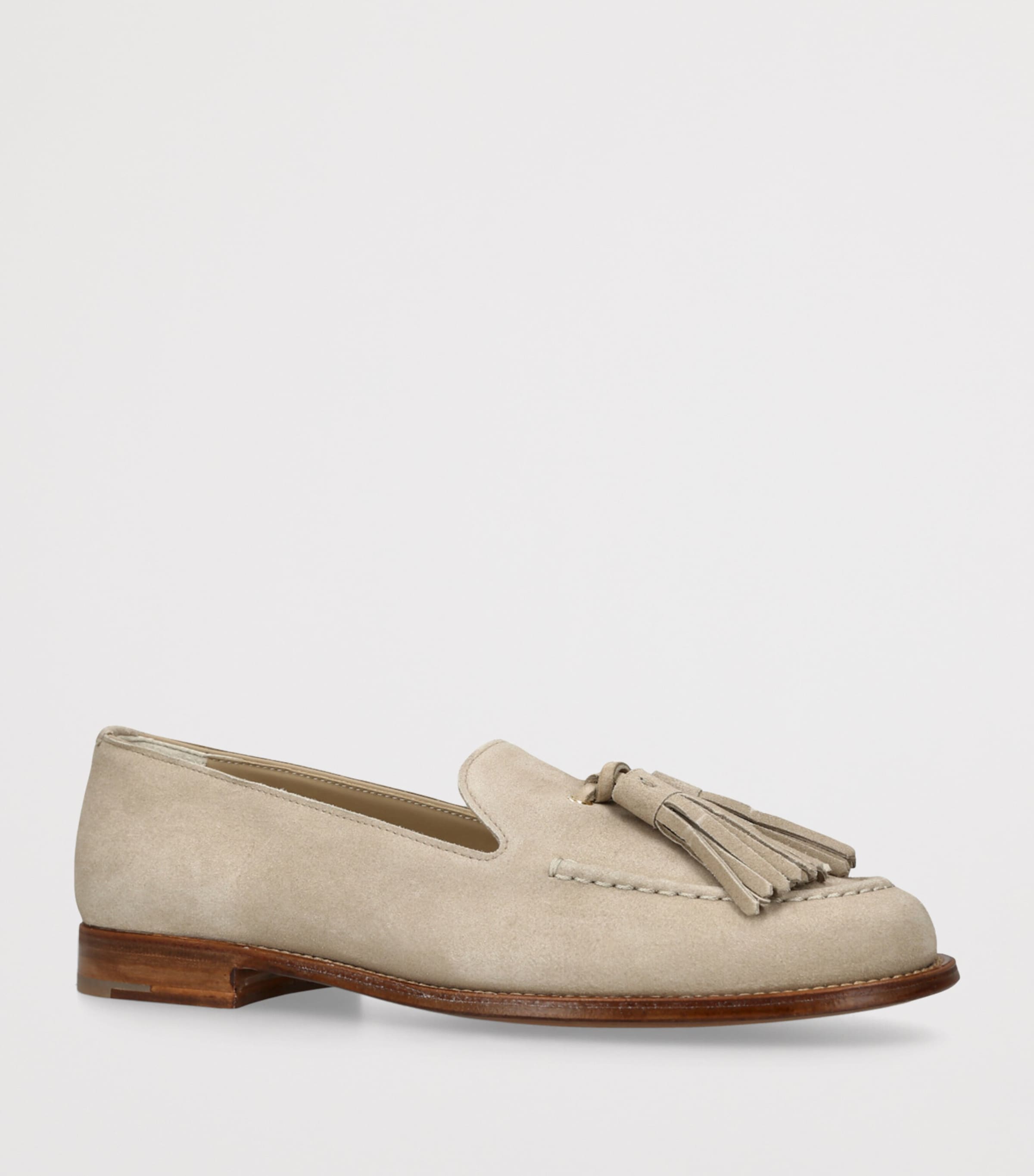 Church's Womens Suede Tassel Loafers Cream Image 3
