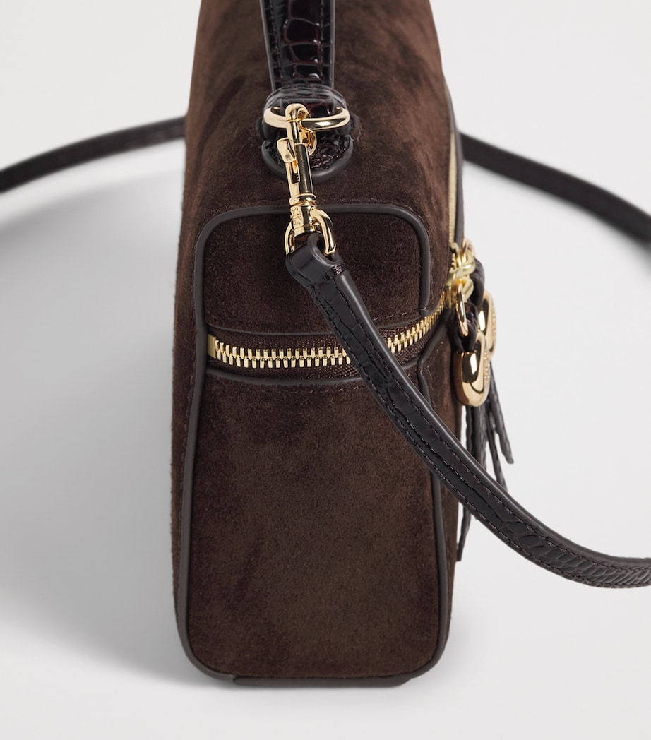 Tory Burch Suede Romy Clutch Bag Dark Cocoa Image 6