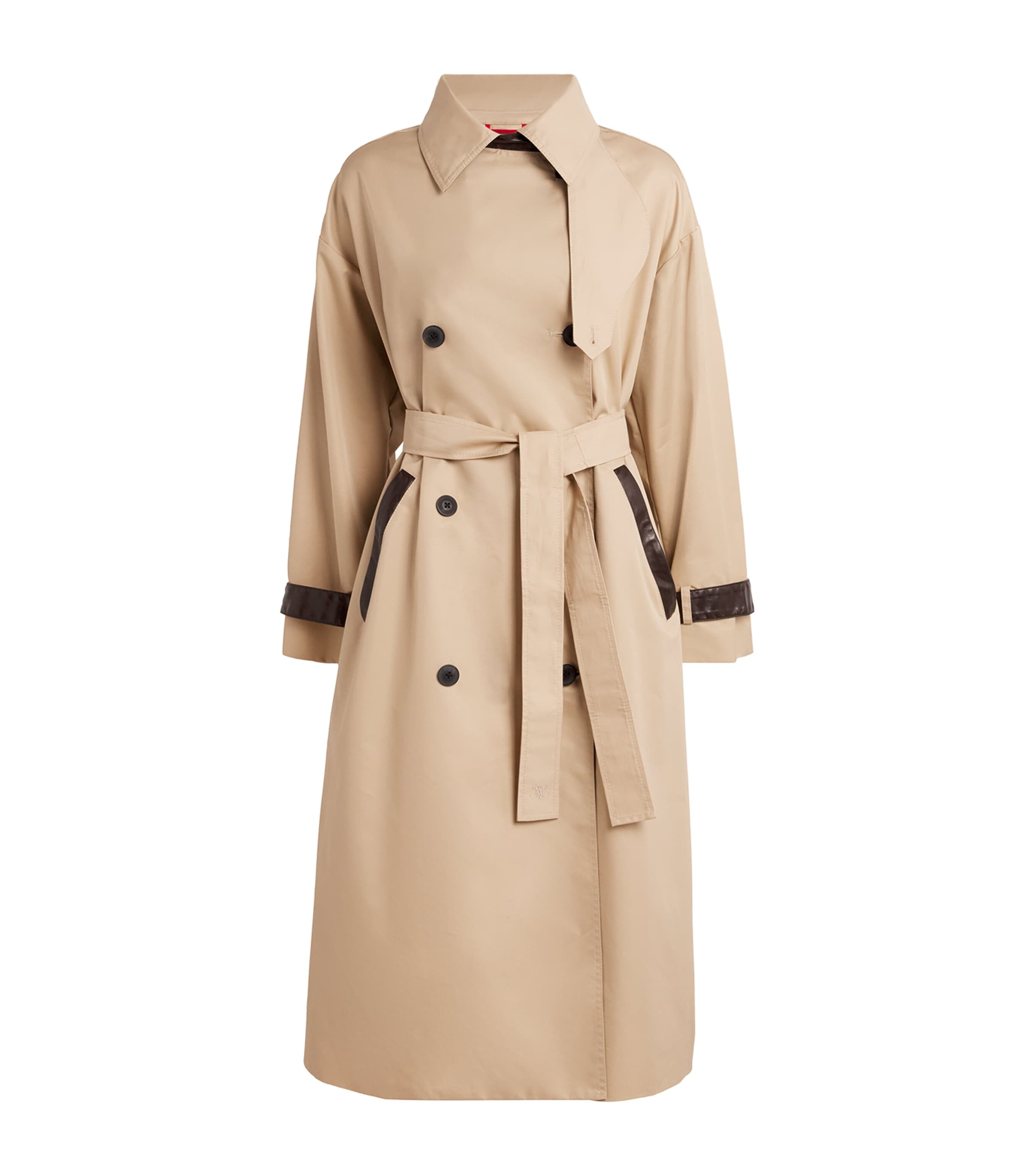 Max & Co Sheepskin-trim Trench Coat In Nude
