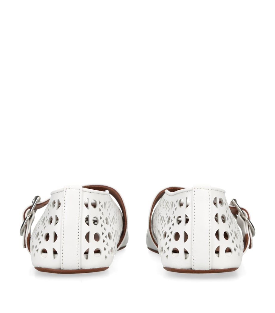Alaïa Leather Vienne Ballet Flats White Image 2