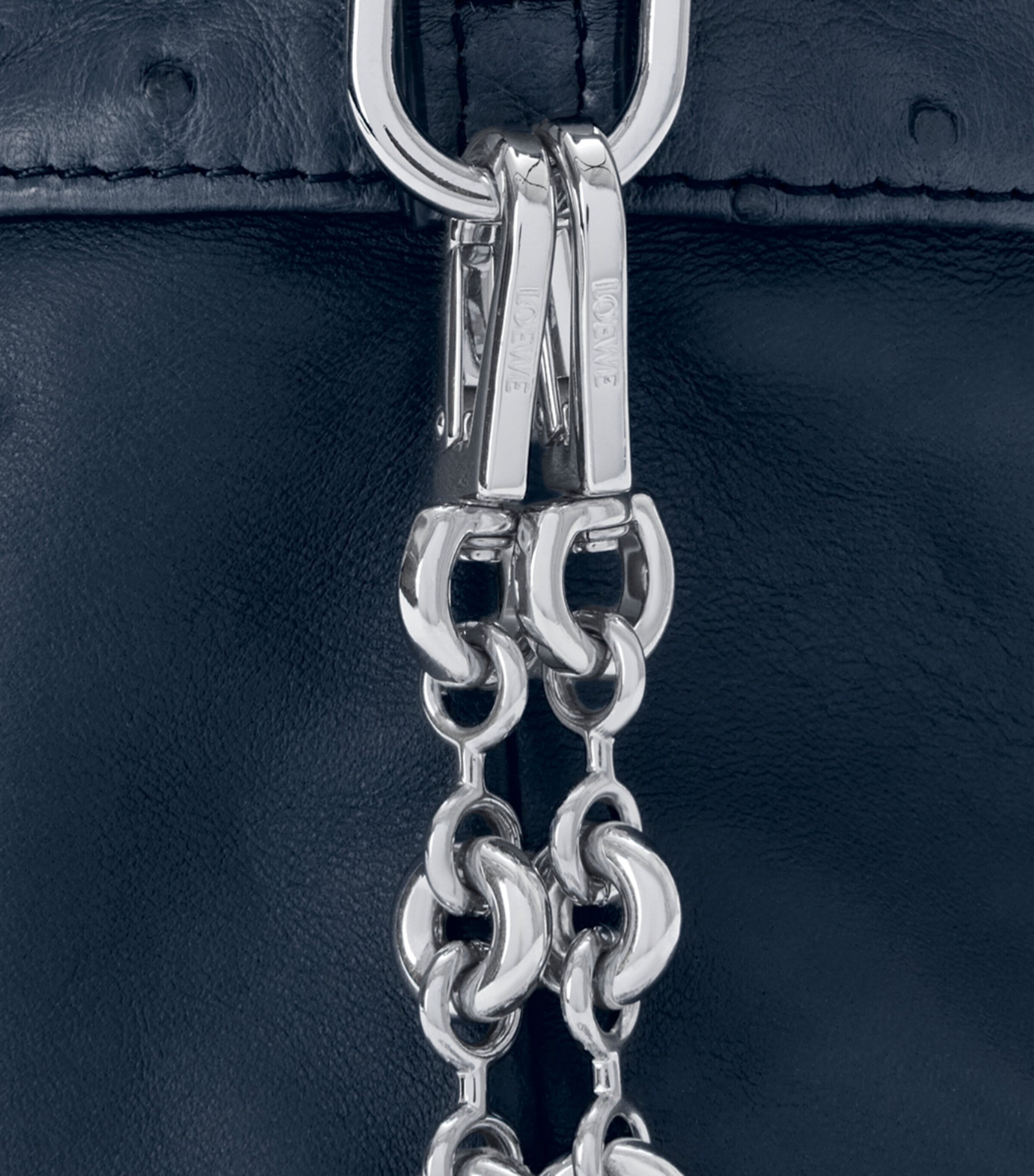 LOEWE Mini Ostrich Leather Flamenco Purse Deep Navy Image 9