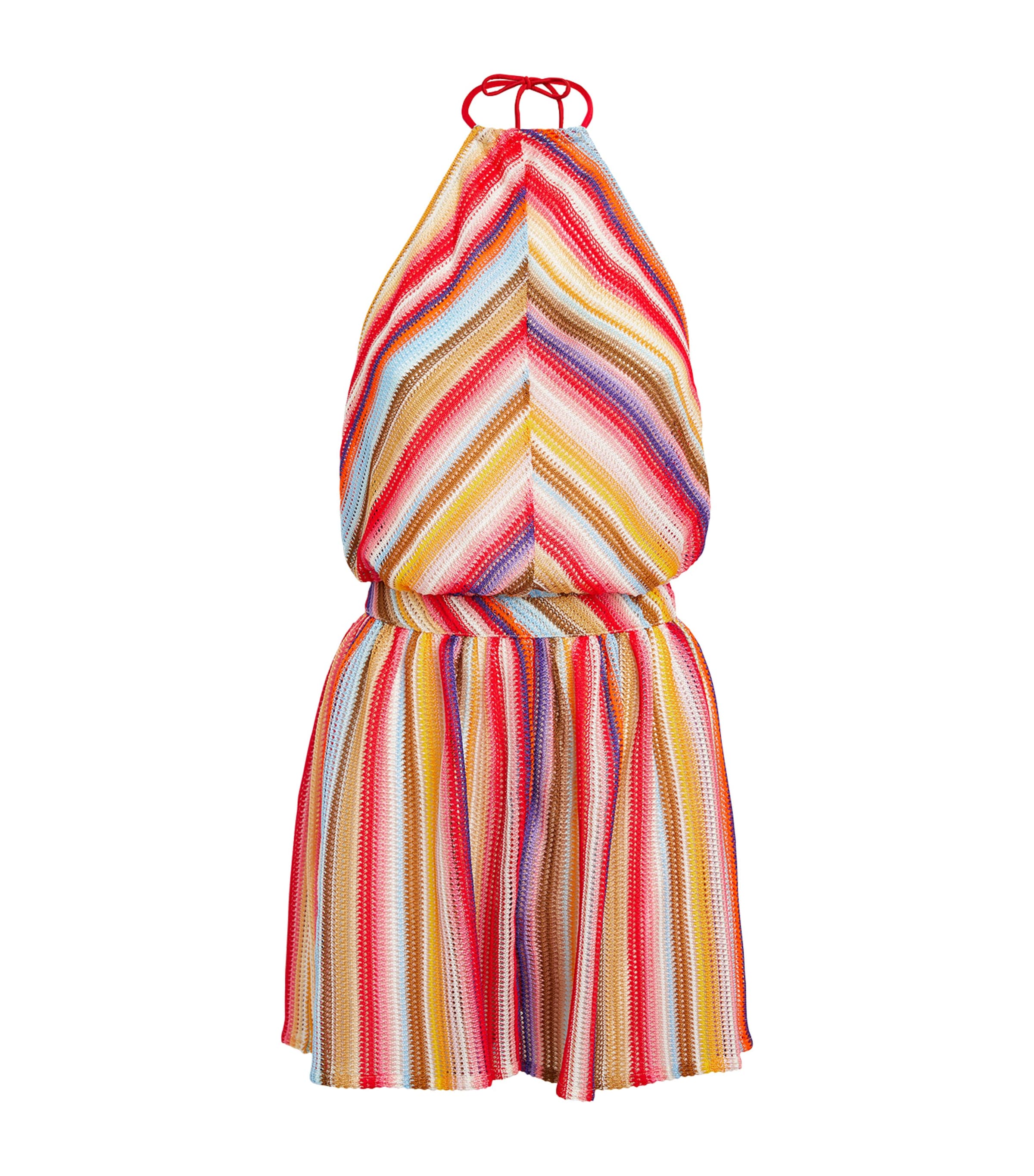 Missoni Striped Playsuit In Red