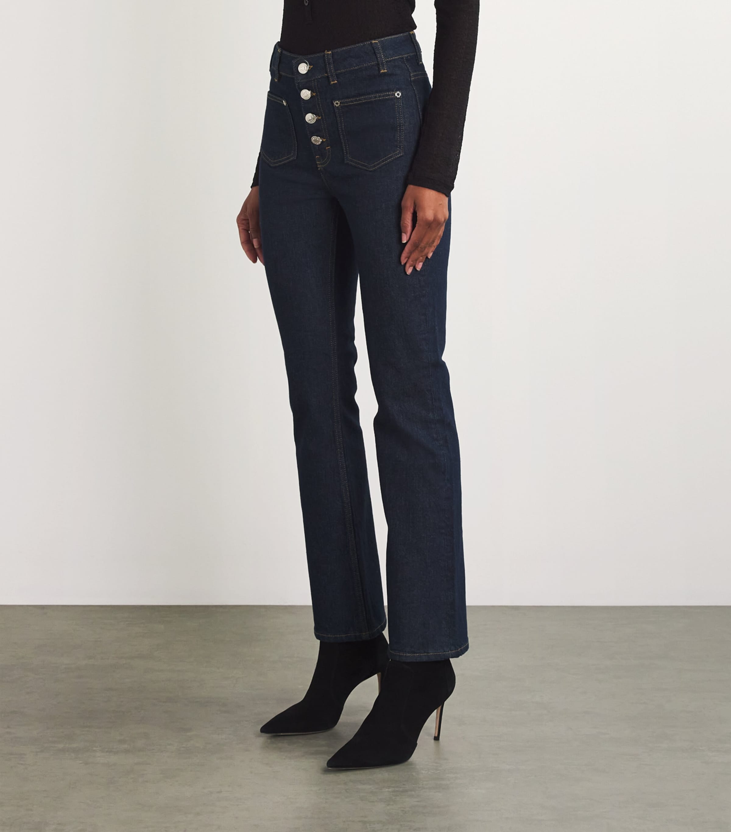 Maje Womens Patch-Pockets Straight-Leg Jeans Dark Blue Image 3